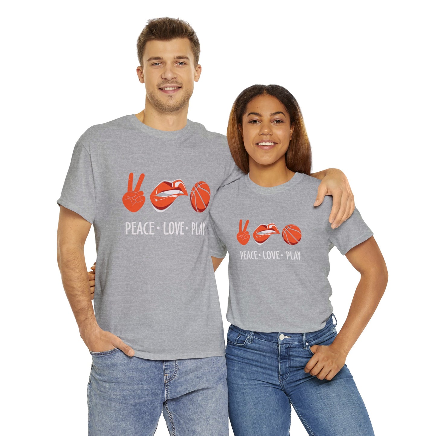 Peach, Love, Basketball Unisex Heavy Cotton Tee