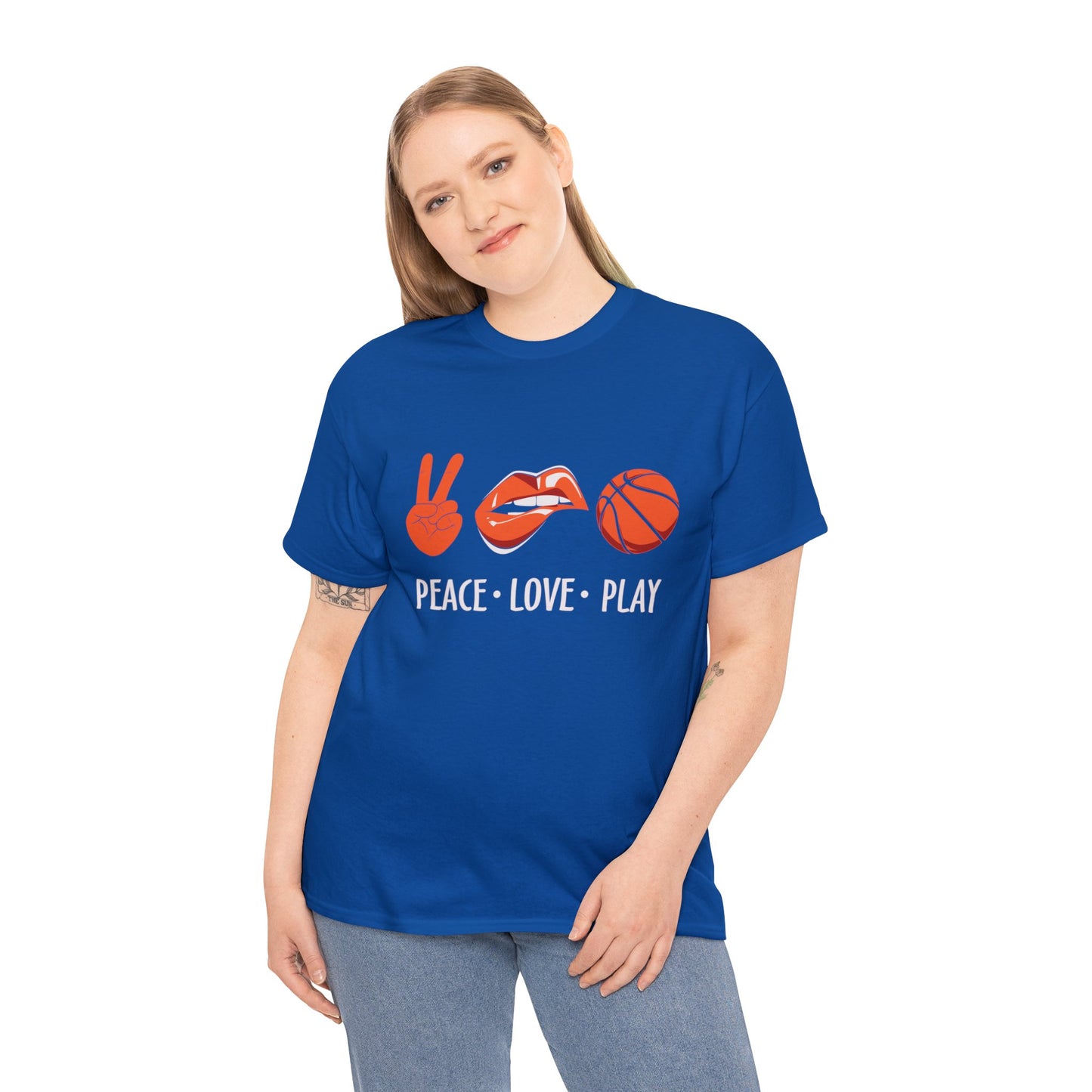Peach, Love, Basketball Unisex Heavy Cotton Tee