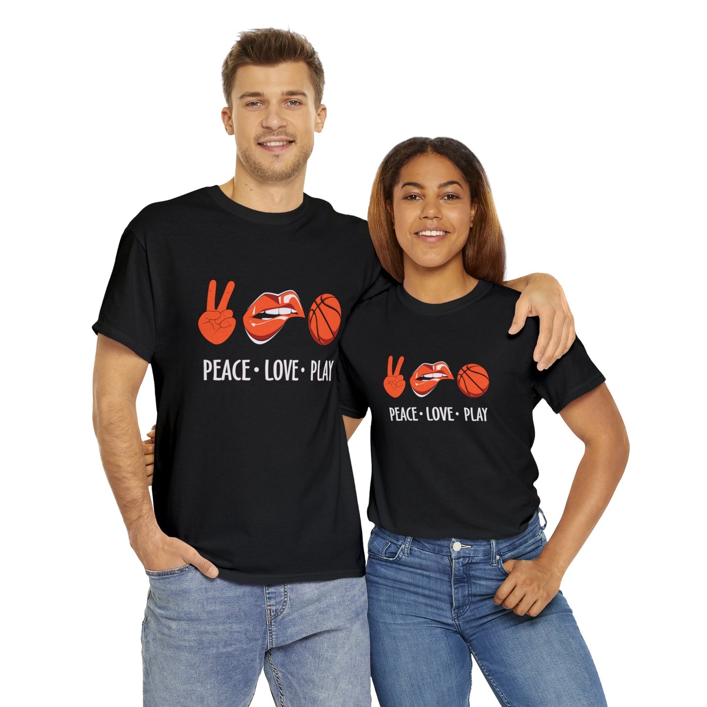 Peach, Love, Basketball Unisex Heavy Cotton Tee