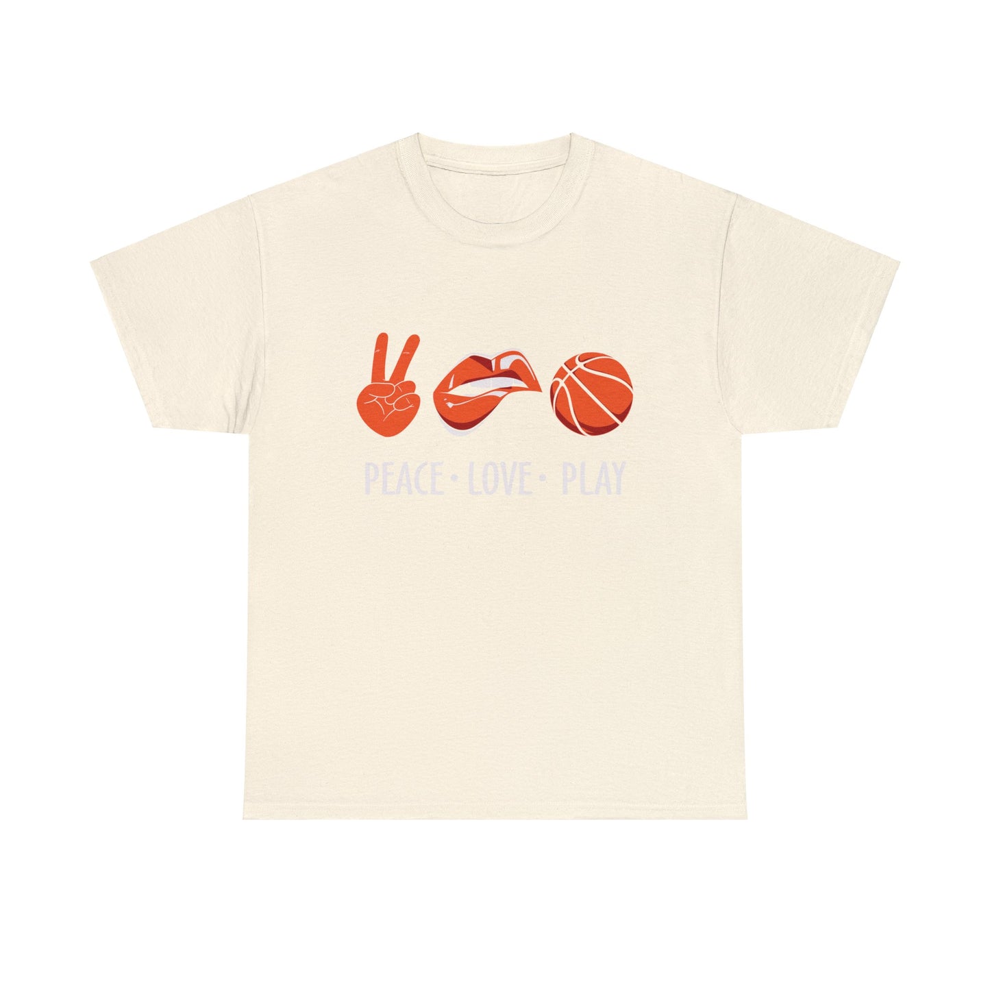Peach, Love, Basketball Unisex Heavy Cotton Tee