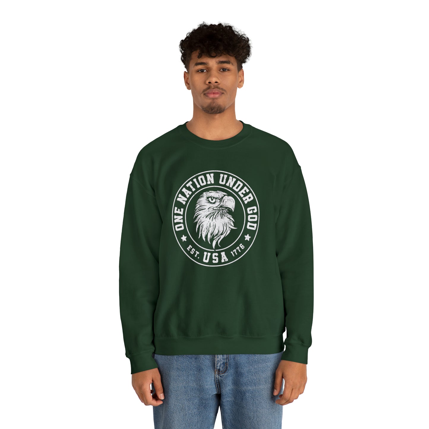 USA Sweatshirt One Nation Under God Unisex Heavy Blend™ Crewneck Sweatshirt