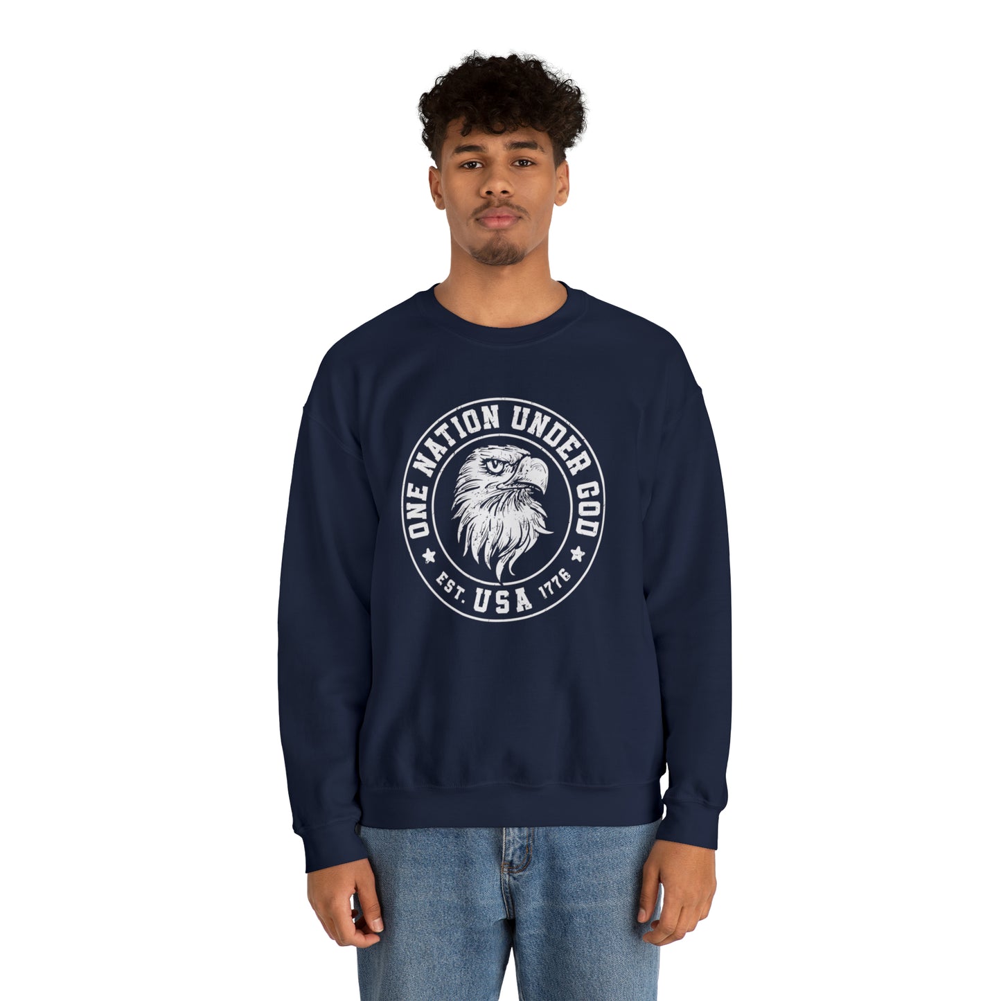 USA Sweatshirt One Nation Under God Unisex Heavy Blend™ Crewneck Sweatshirt