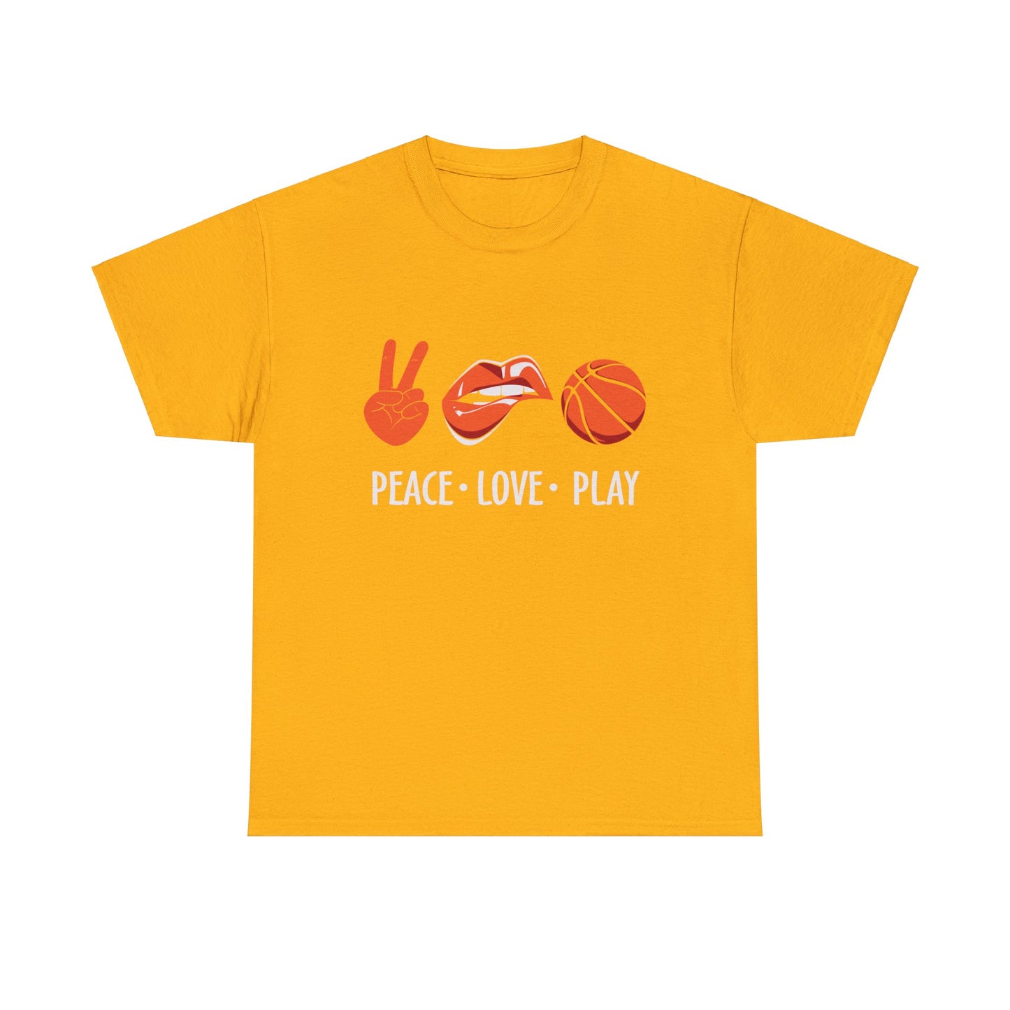 Peach, Love, Basketball Unisex Heavy Cotton Tee