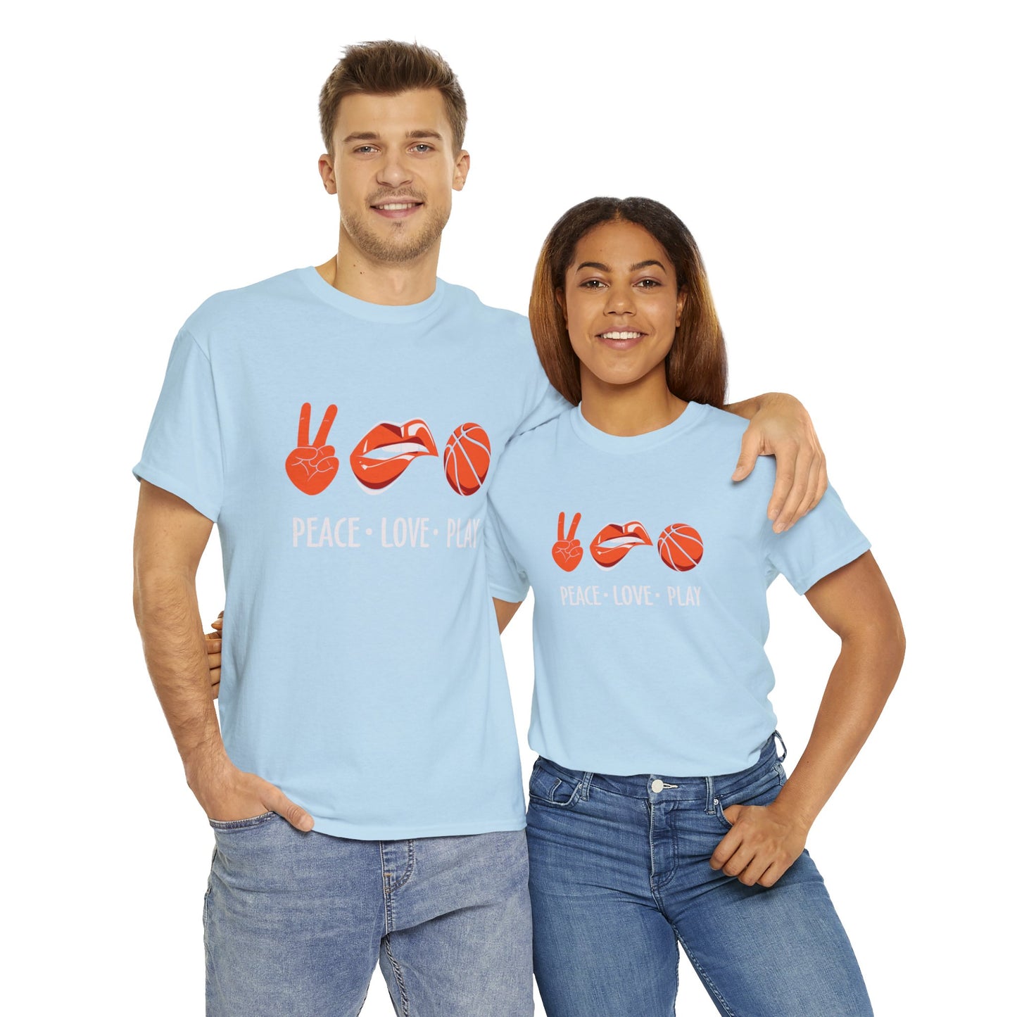 Peach, Love, Basketball Unisex Heavy Cotton Tee