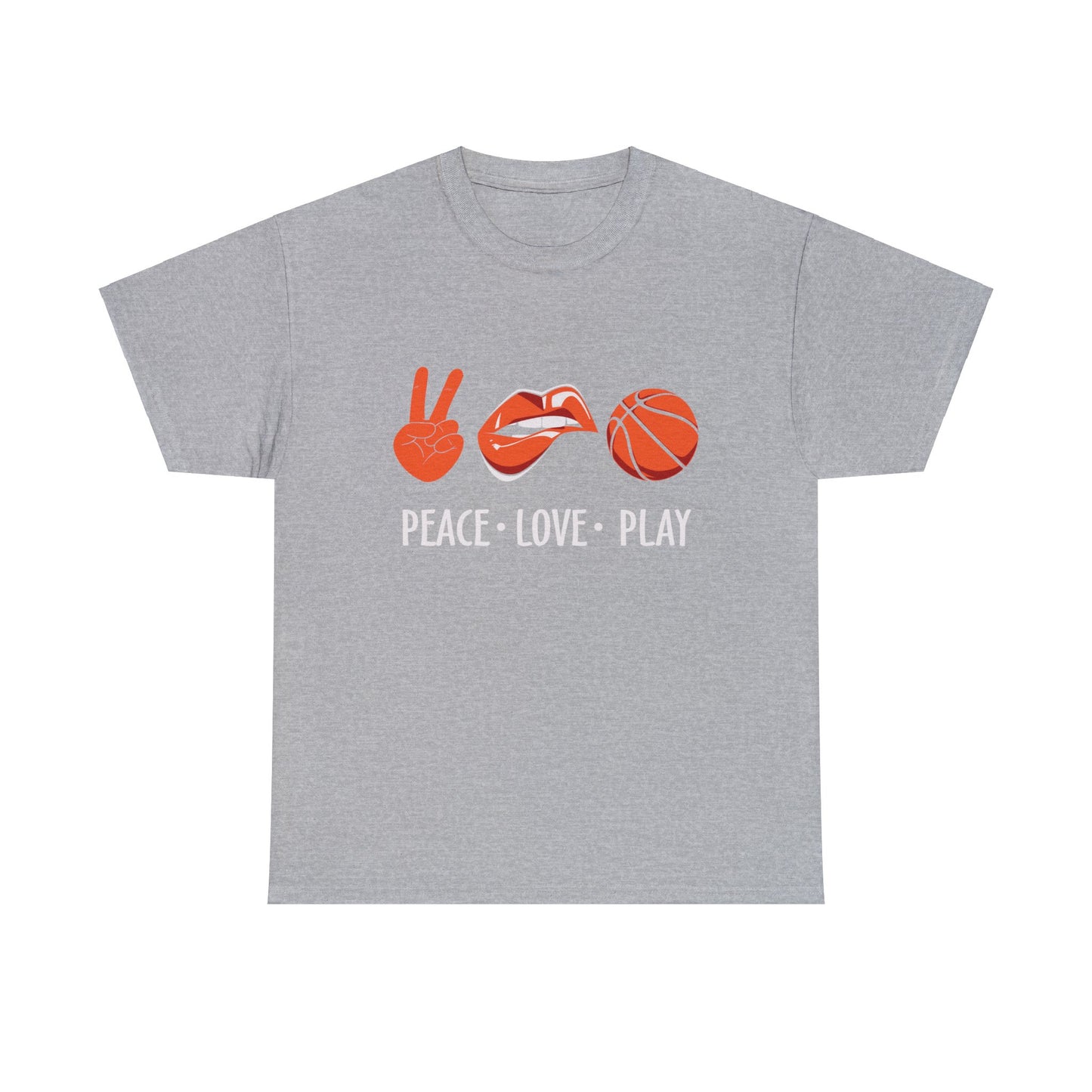 Peach, Love, Basketball Unisex Heavy Cotton Tee