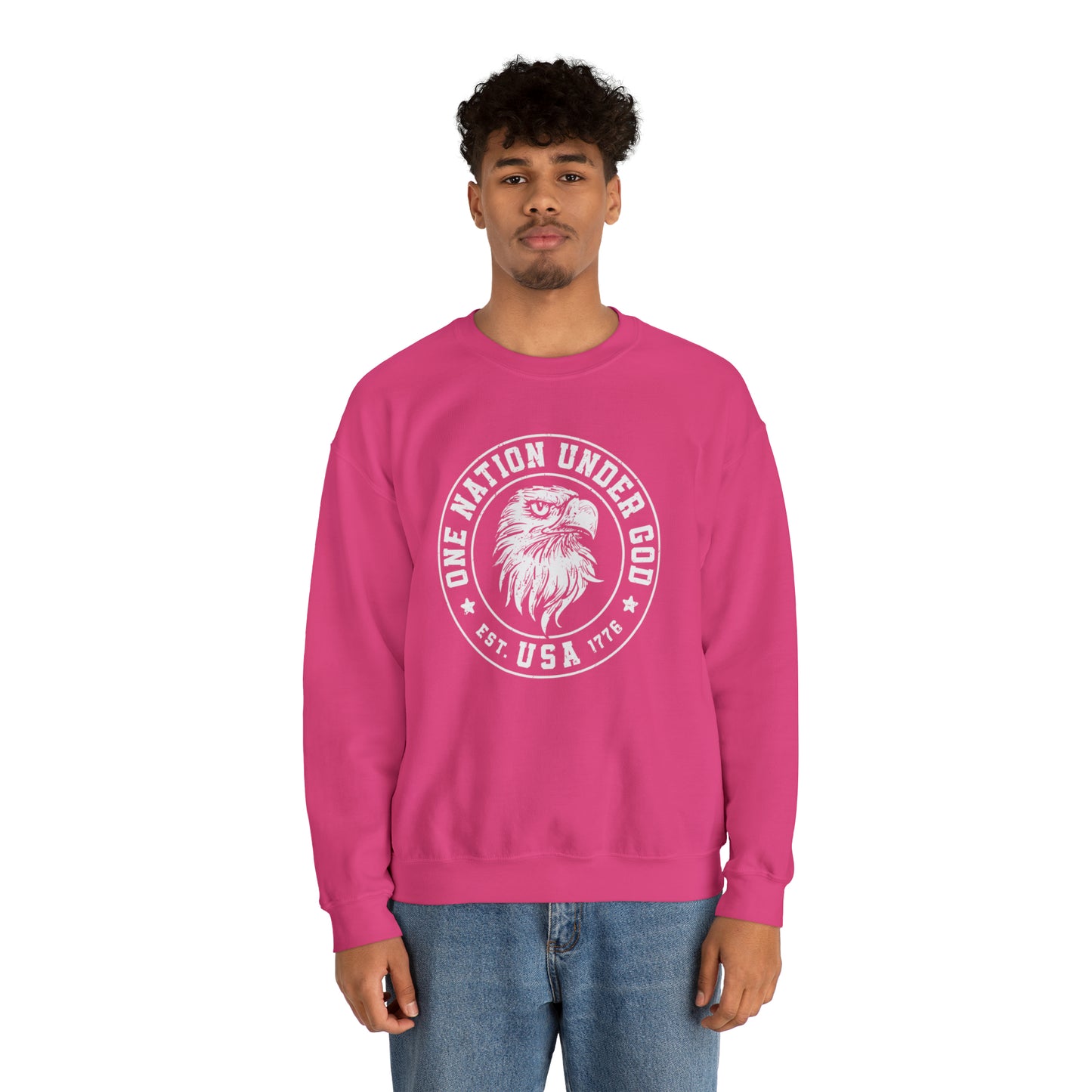 USA Sweatshirt One Nation Under God Unisex Heavy Blend™ Crewneck Sweatshirt