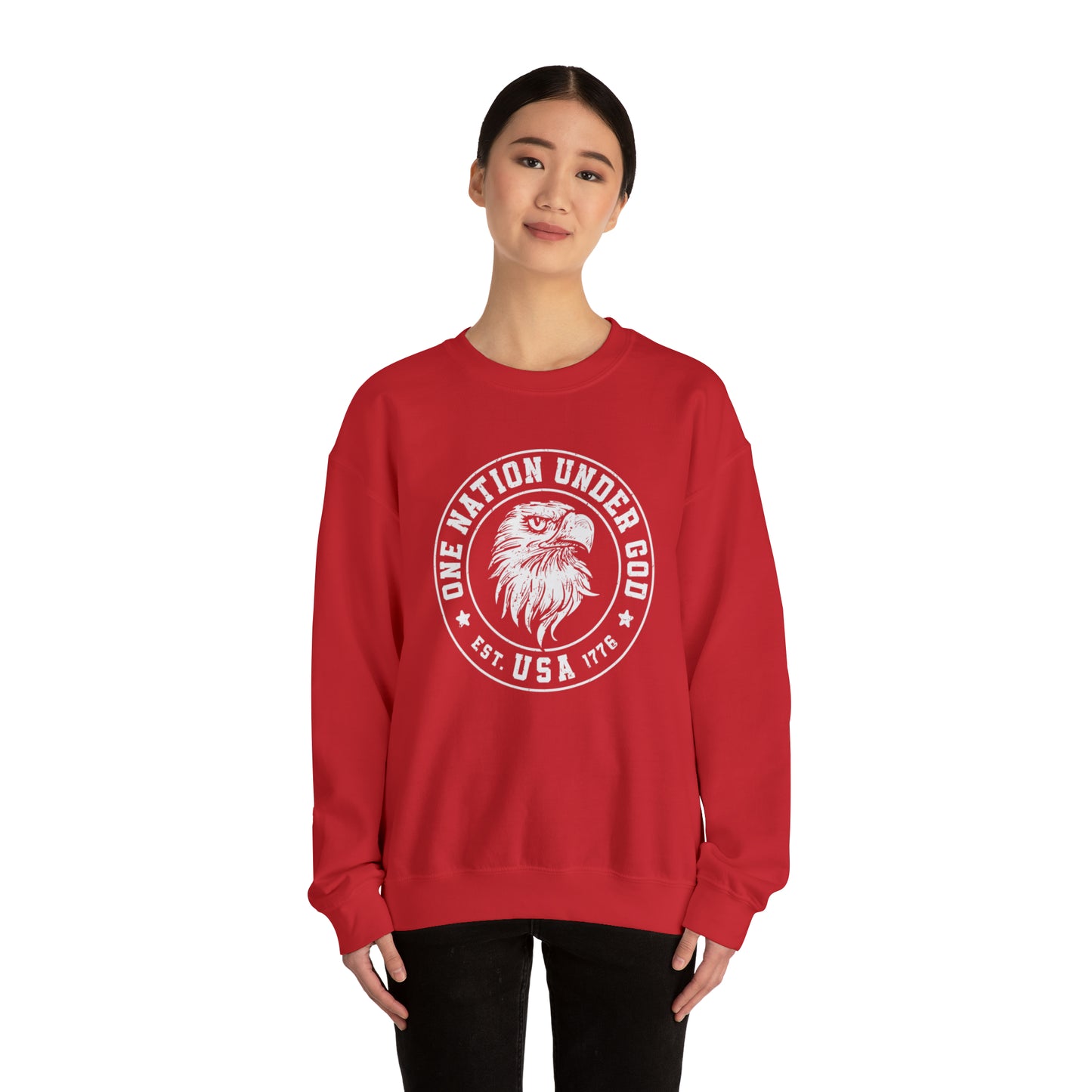USA Sweatshirt One Nation Under God Unisex Heavy Blend™ Crewneck Sweatshirt
