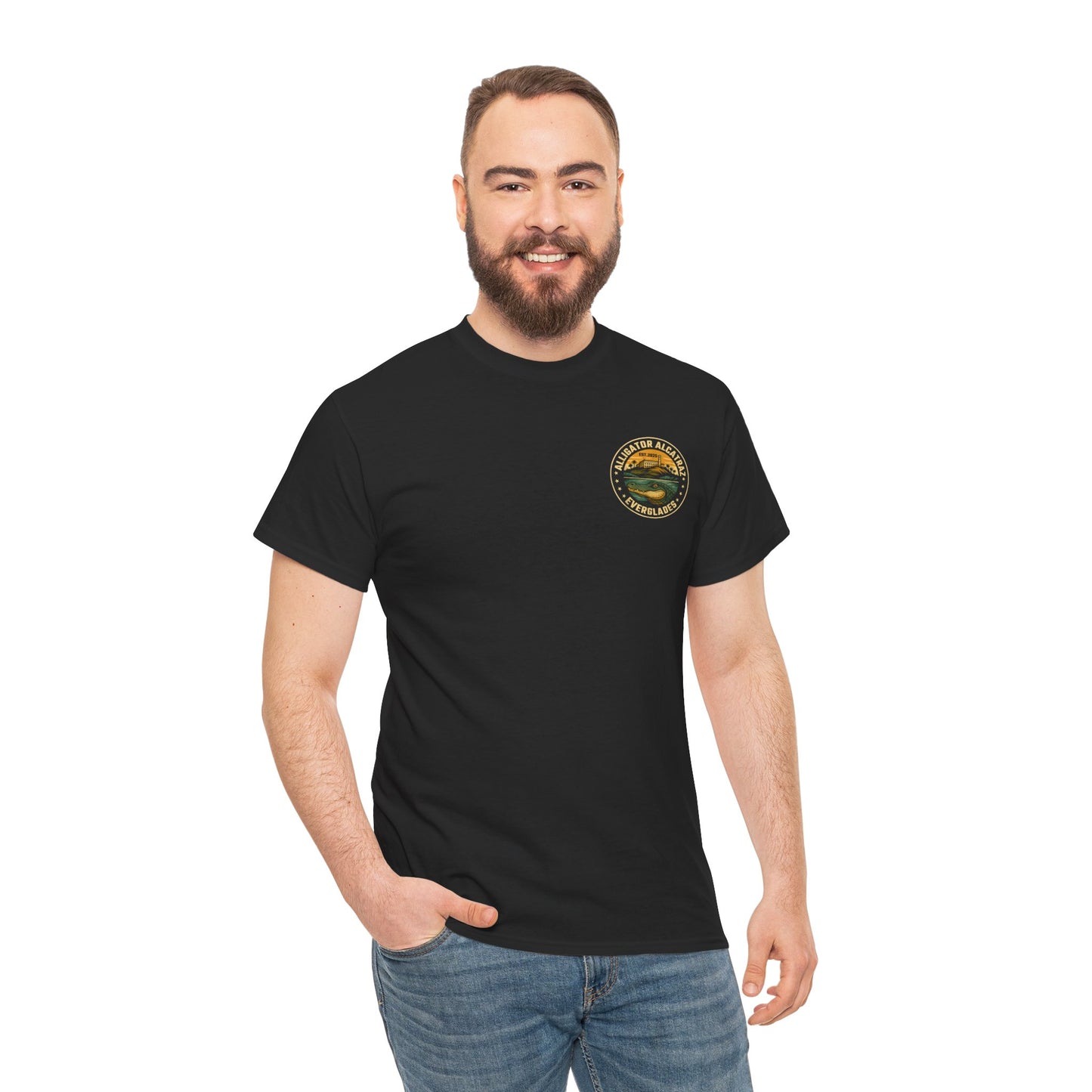 Alligator Alcatraz Tee | Unisex Heavy Cotton Shirt, Retro Print, Wildlife Gift, Unique Graphic Tee, Casual Wear