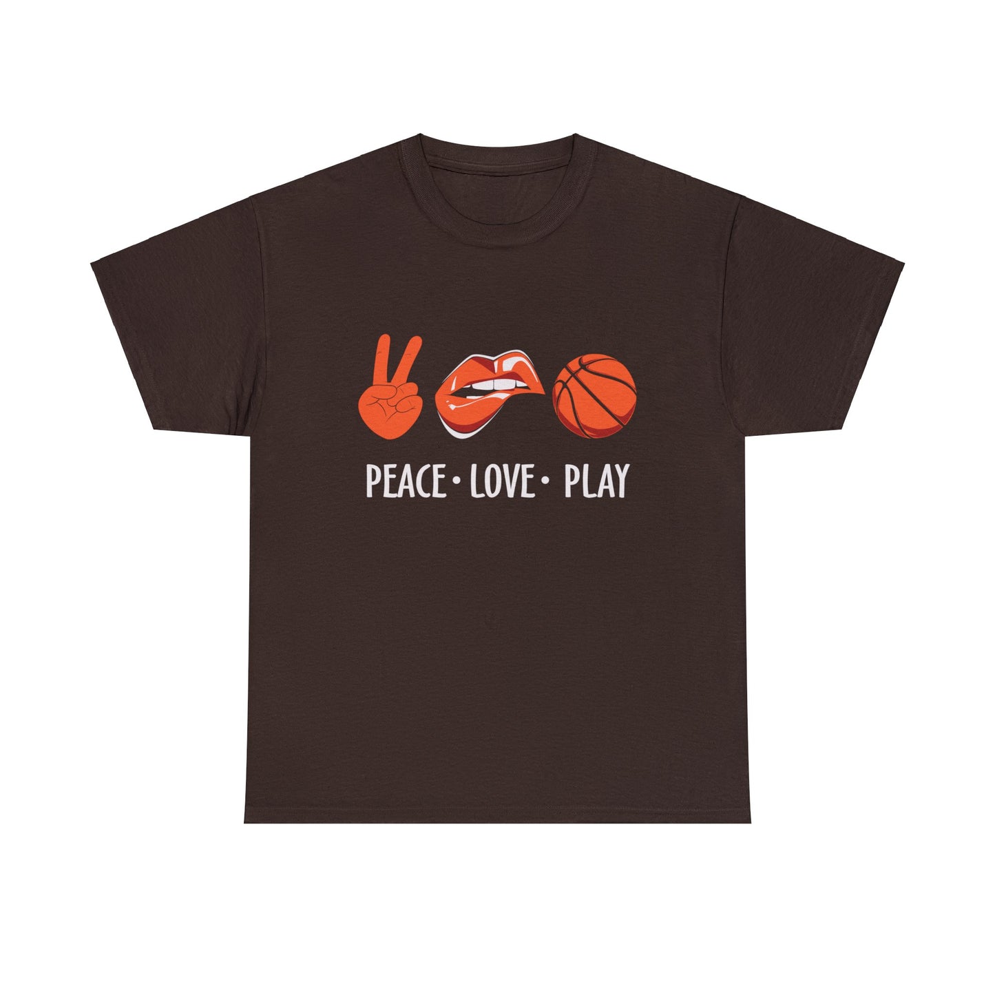 Peach, Love, Basketball Unisex Heavy Cotton Tee