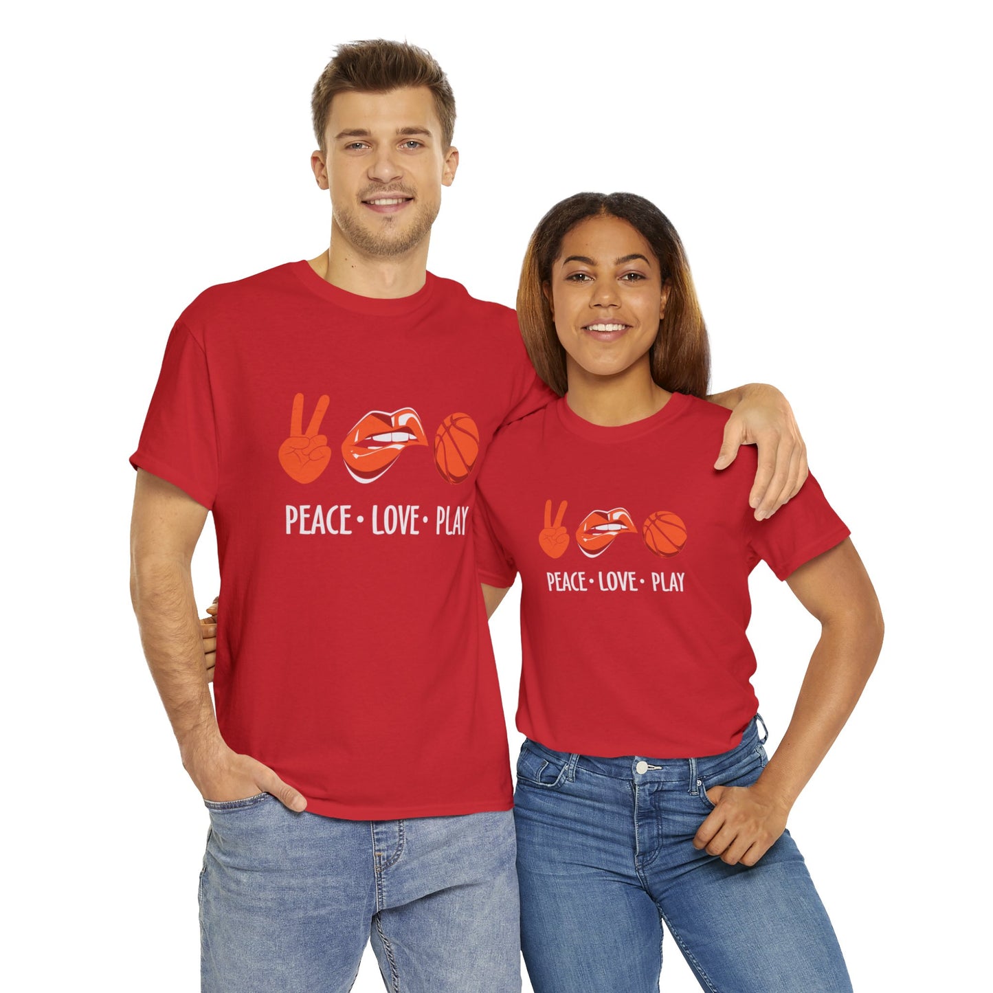 Peach, Love, Basketball Unisex Heavy Cotton Tee