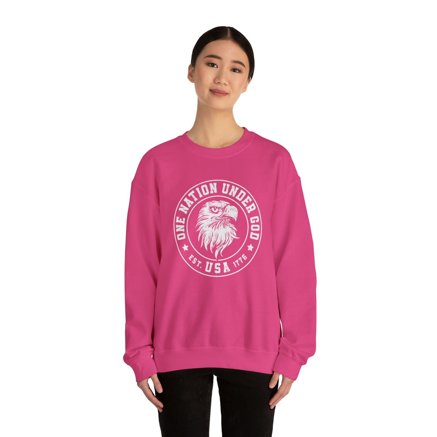USA Sweatshirt One Nation Under God Unisex Heavy Blend™ Crewneck Sweatshirt