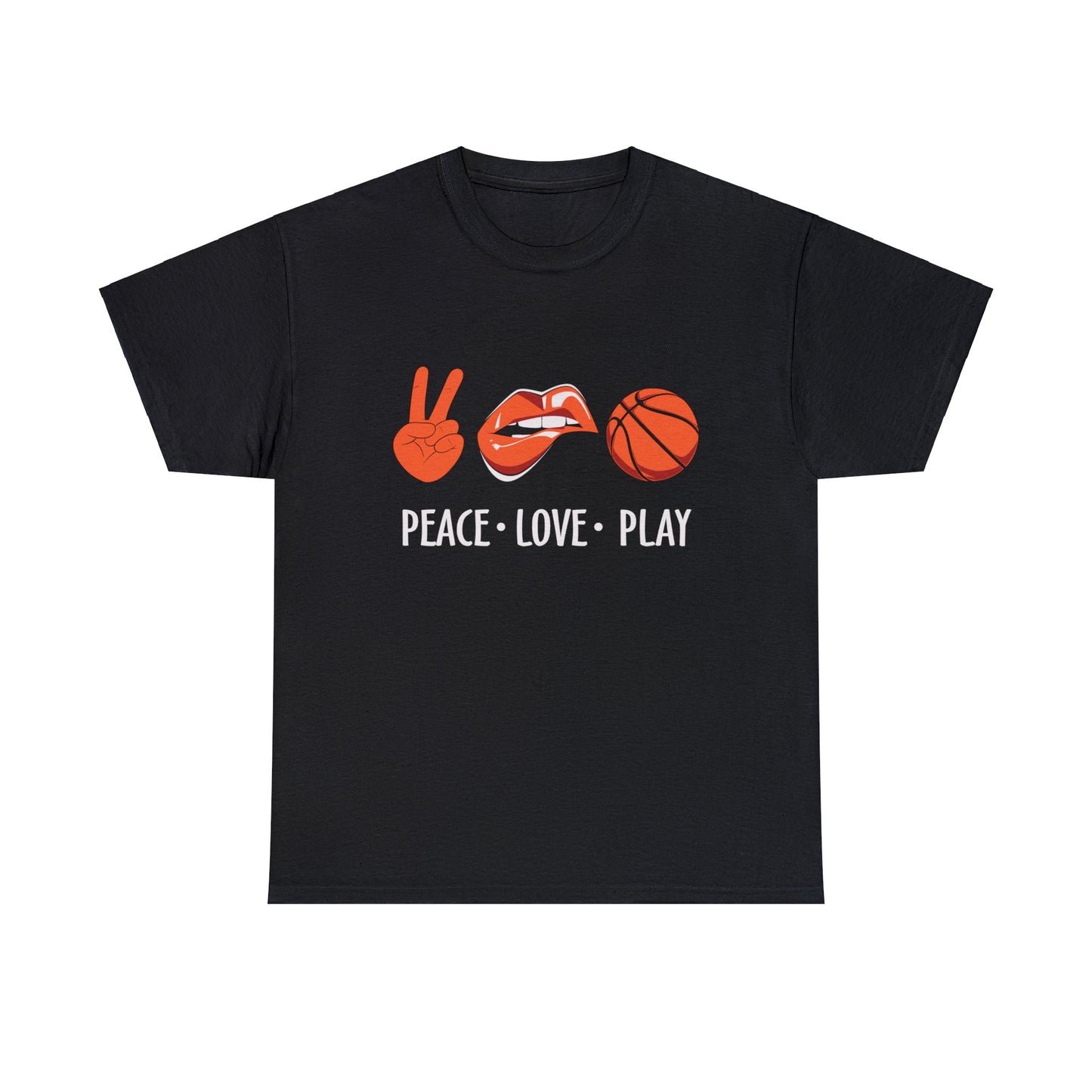 Peach, Love, Basketball Unisex Heavy Cotton Tee