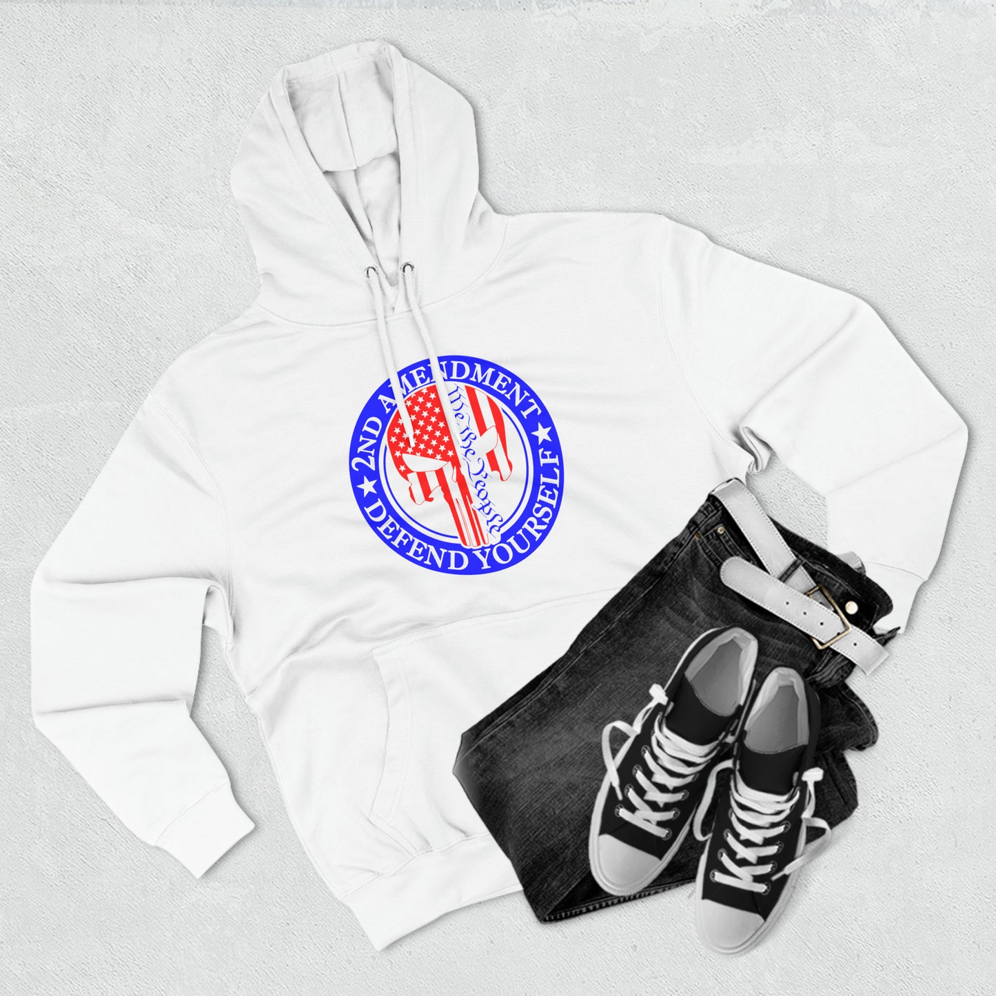 Punisher USA 2nd Amendment, Defend Yourself, We The People Fleece Hoodie