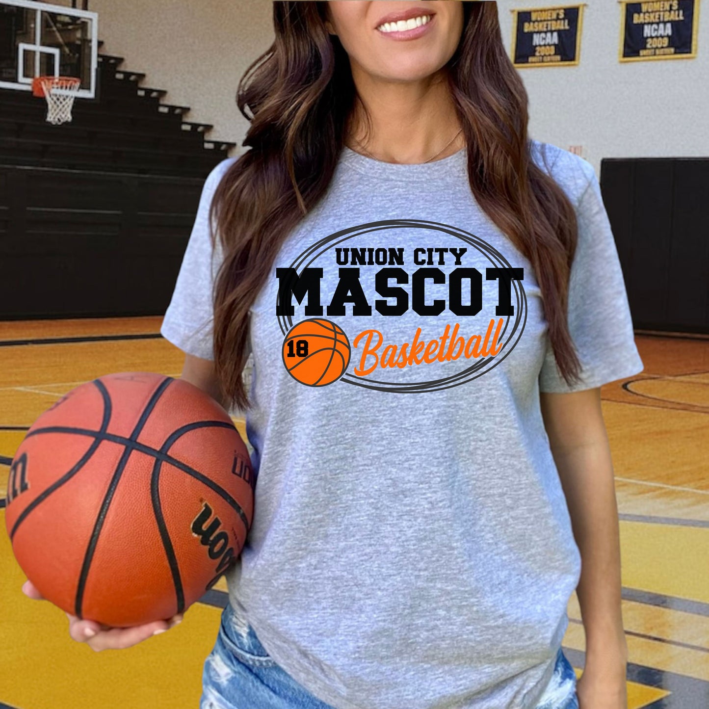 Custom School and Mascot BASKETBALL T-Shirt