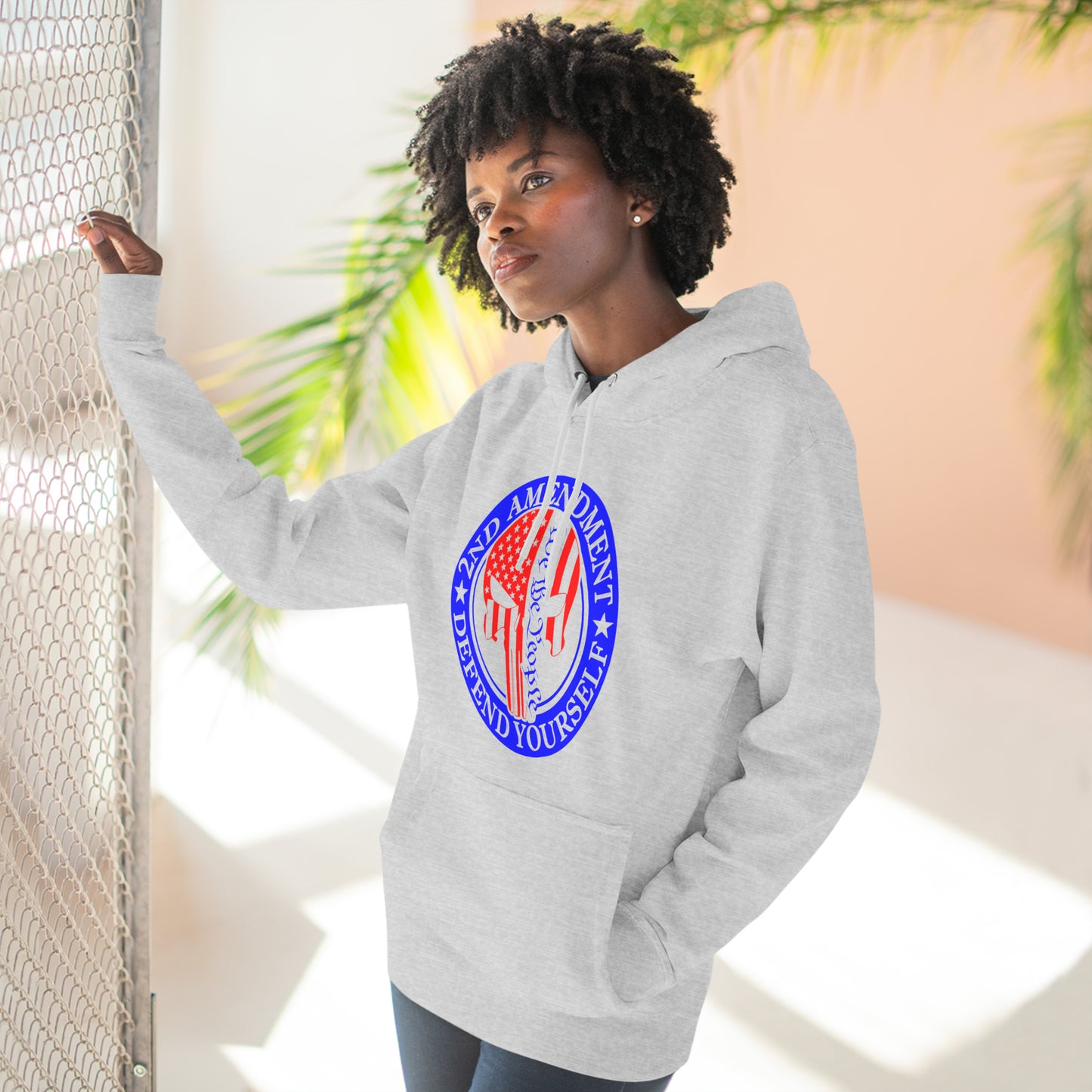 Punisher USA 2nd Amendment, Defend Yourself, We The People Fleece Hoodie