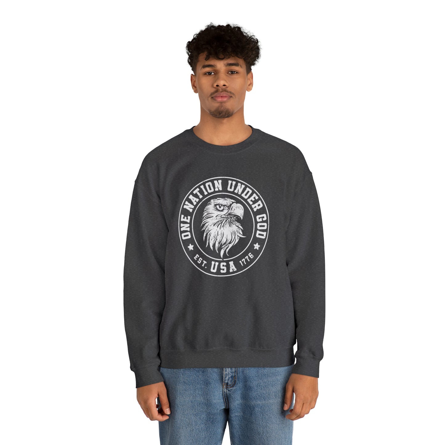 USA Sweatshirt One Nation Under God Unisex Heavy Blend™ Crewneck Sweatshirt