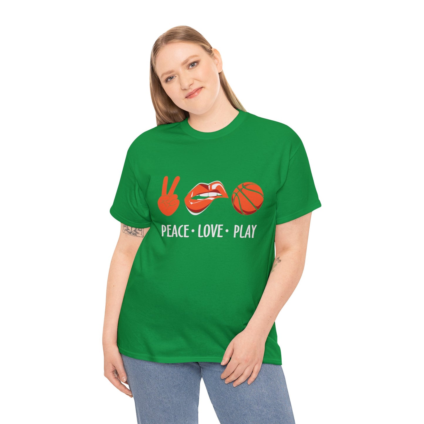 Peach, Love, Basketball Unisex Heavy Cotton Tee