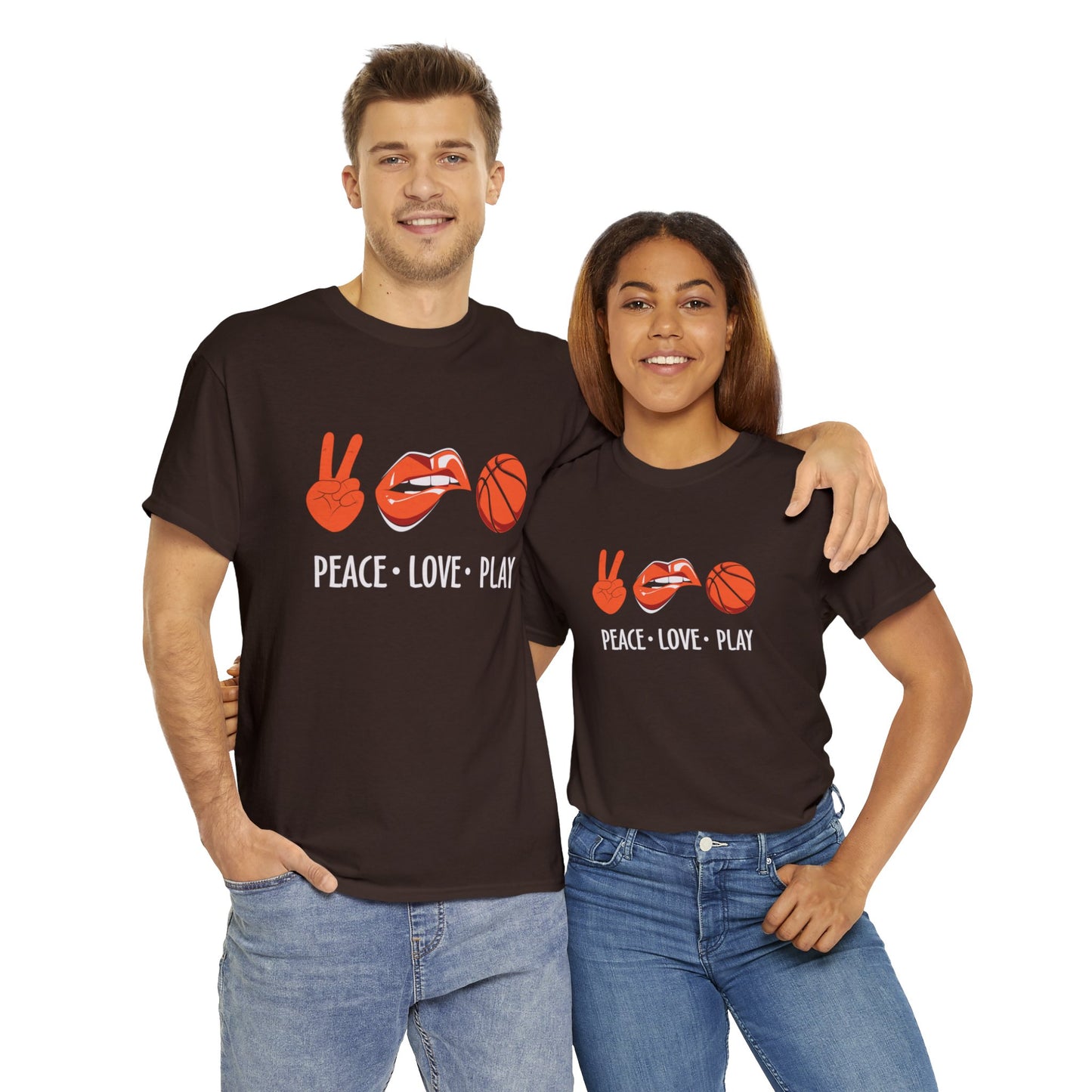 Peach, Love, Basketball Unisex Heavy Cotton Tee