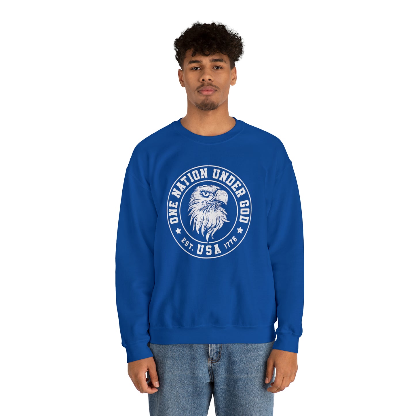 USA Sweatshirt One Nation Under God Unisex Heavy Blend™ Crewneck Sweatshirt