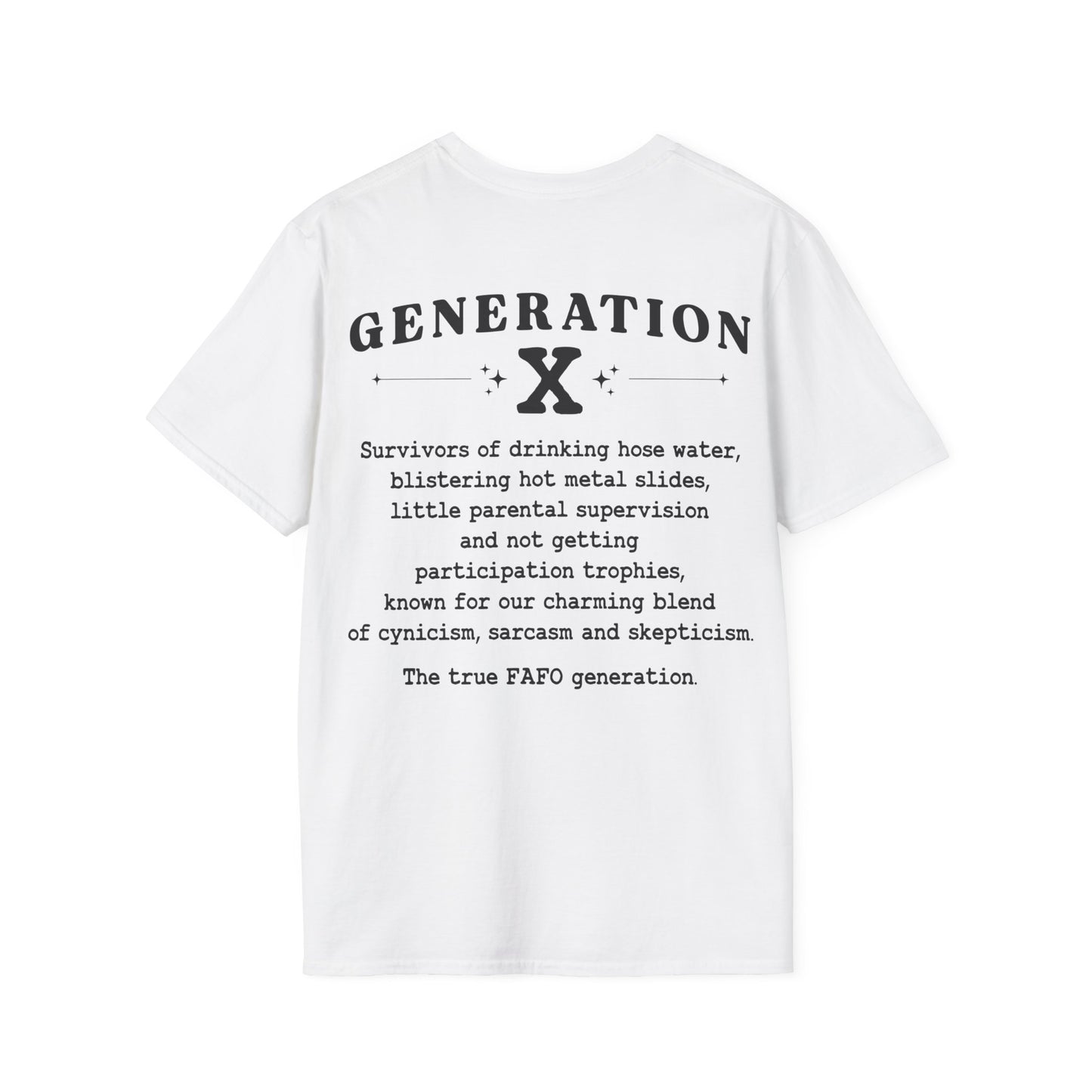 Generation X Softstyle T-Shirt Front and Back Print