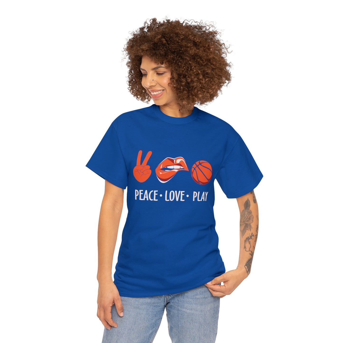 Peach, Love, Basketball Unisex Heavy Cotton Tee