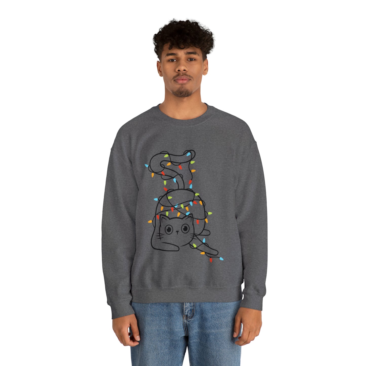 Falling Cat Messy Merry Christmas Crewneck Sweatshirt