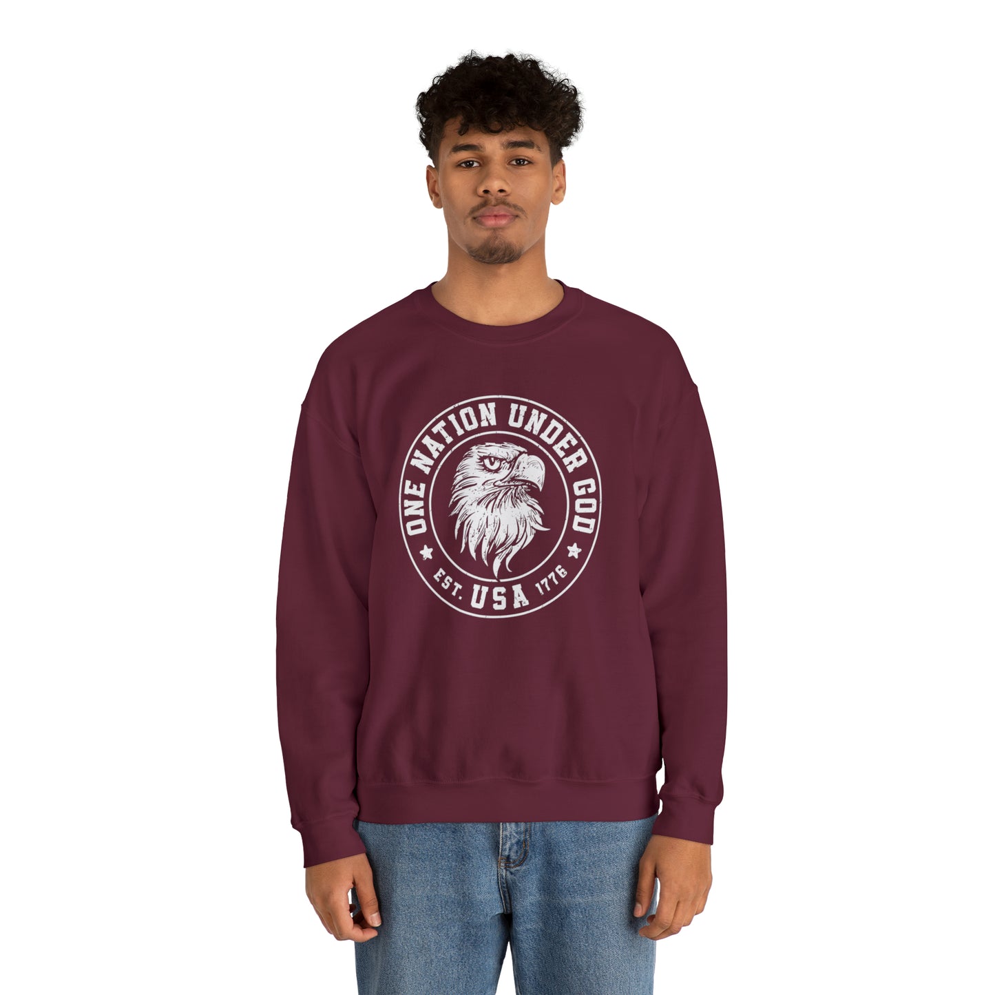 USA Sweatshirt One Nation Under God Unisex Heavy Blend™ Crewneck Sweatshirt