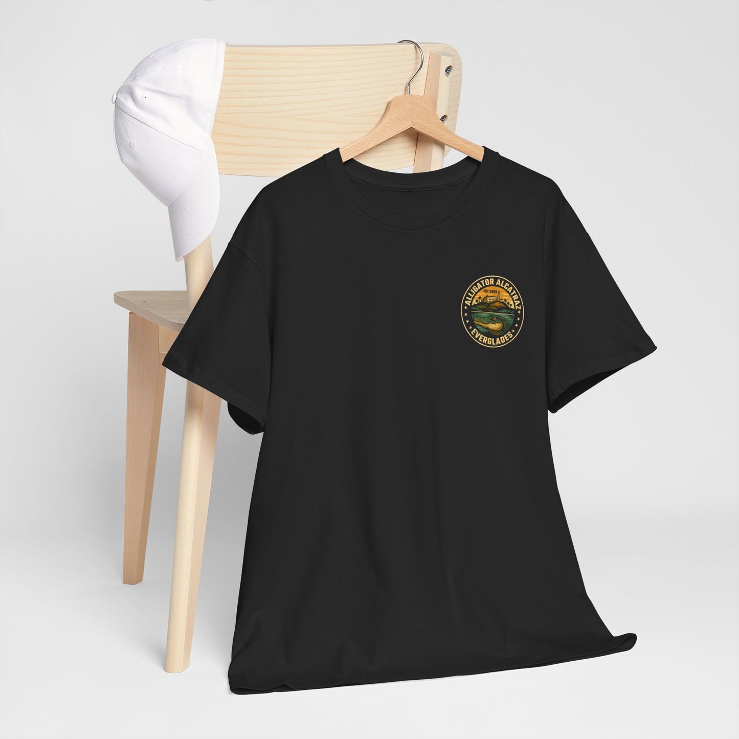 Alligator Alcatraz Tee | Unisex Heavy Cotton Shirt, Retro Print, Wildlife Gift, Unique Graphic Tee, Casual Wear