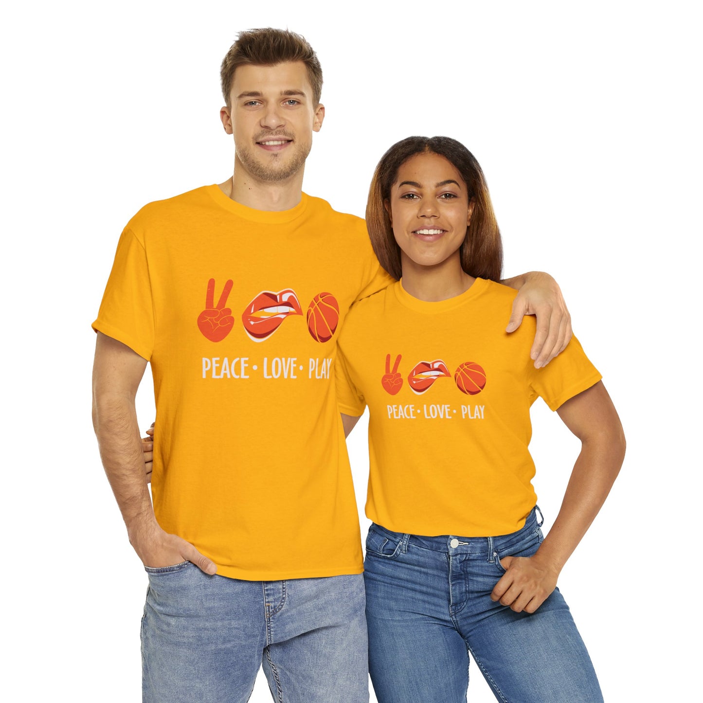 Peach, Love, Basketball Unisex Heavy Cotton Tee