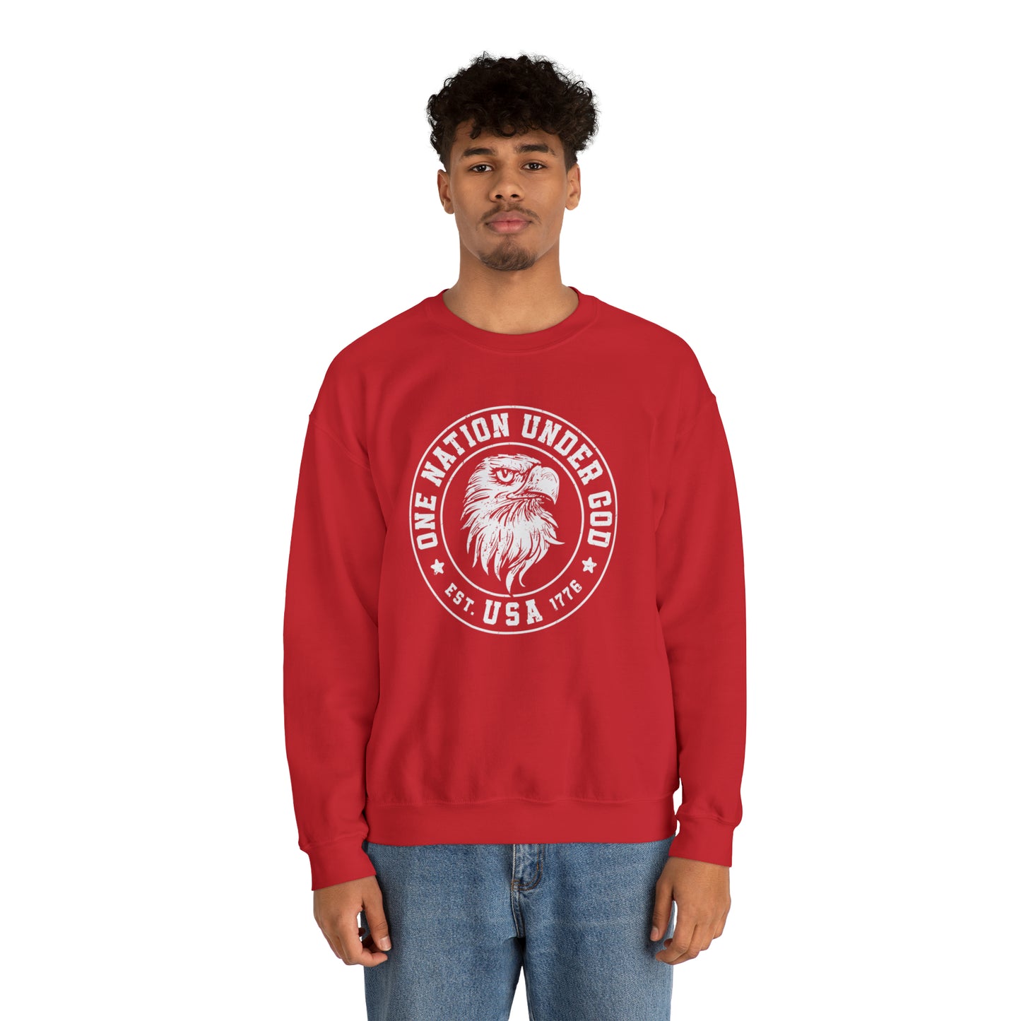 USA Sweatshirt One Nation Under God Unisex Heavy Blend™ Crewneck Sweatshirt
