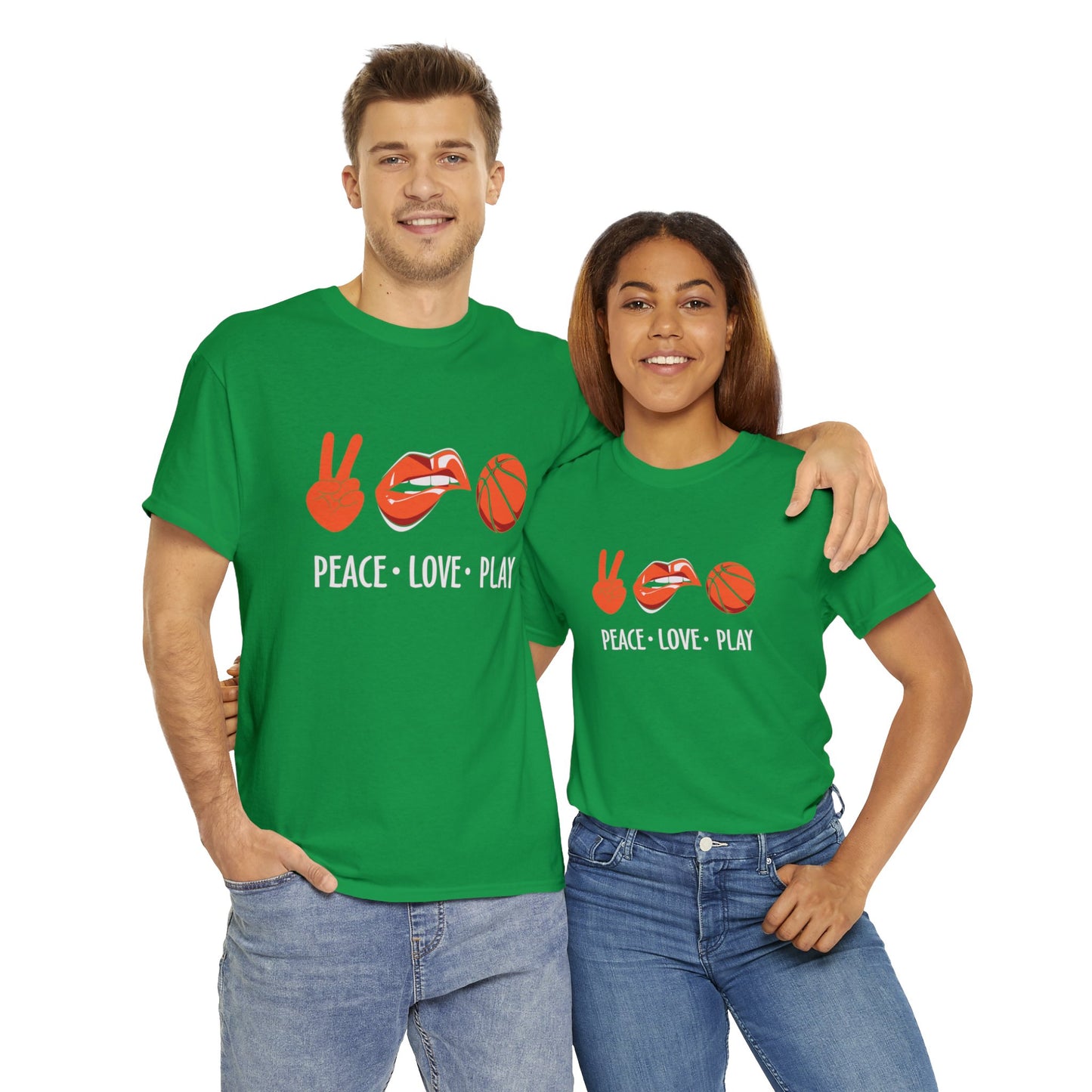 Peach, Love, Basketball Unisex Heavy Cotton Tee