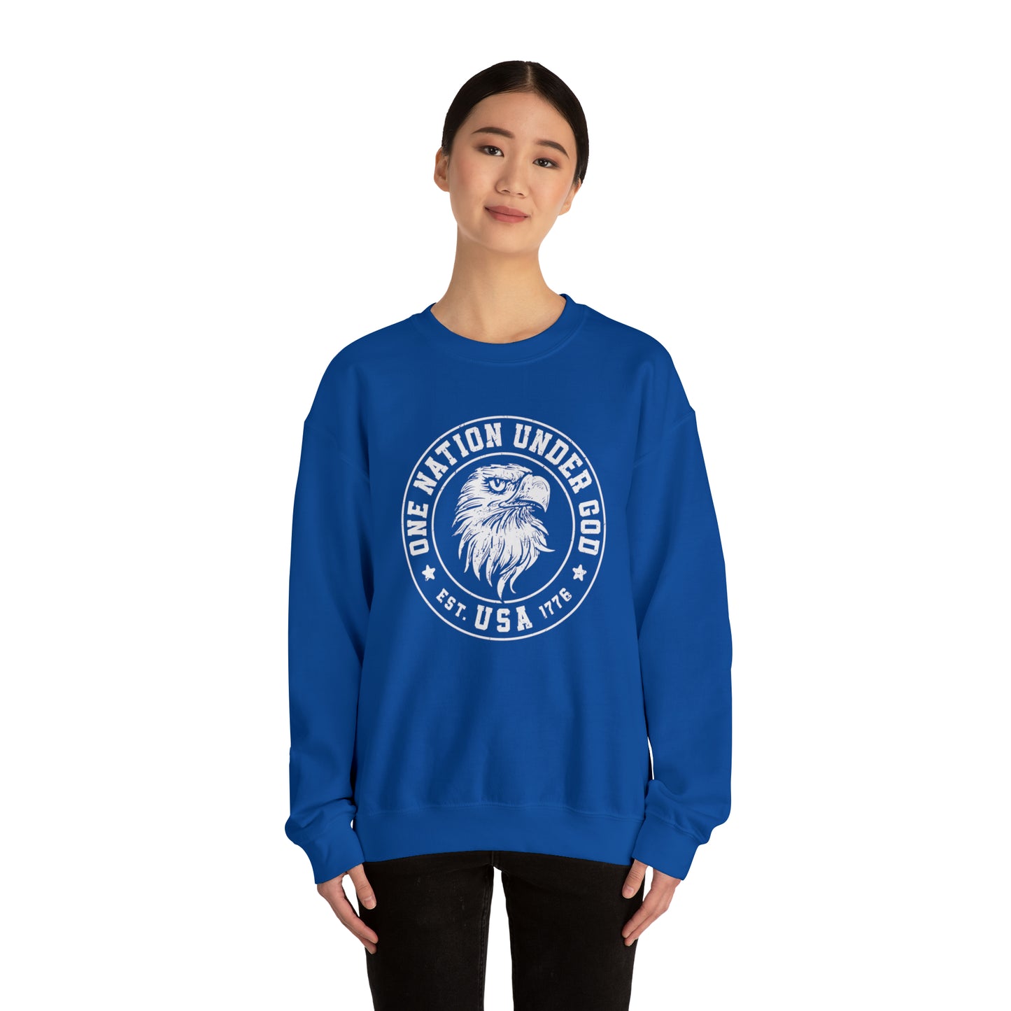 USA Sweatshirt One Nation Under God Unisex Heavy Blend™ Crewneck Sweatshirt