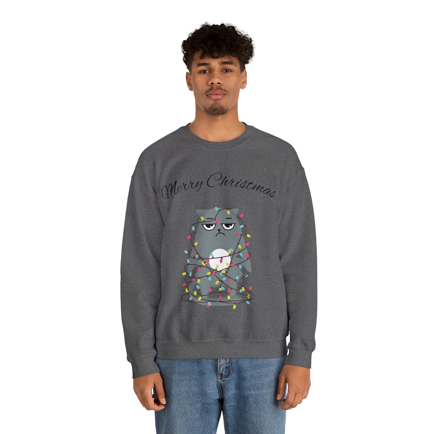Messy Cat Merry Christmas Crewneck Sweatshirt