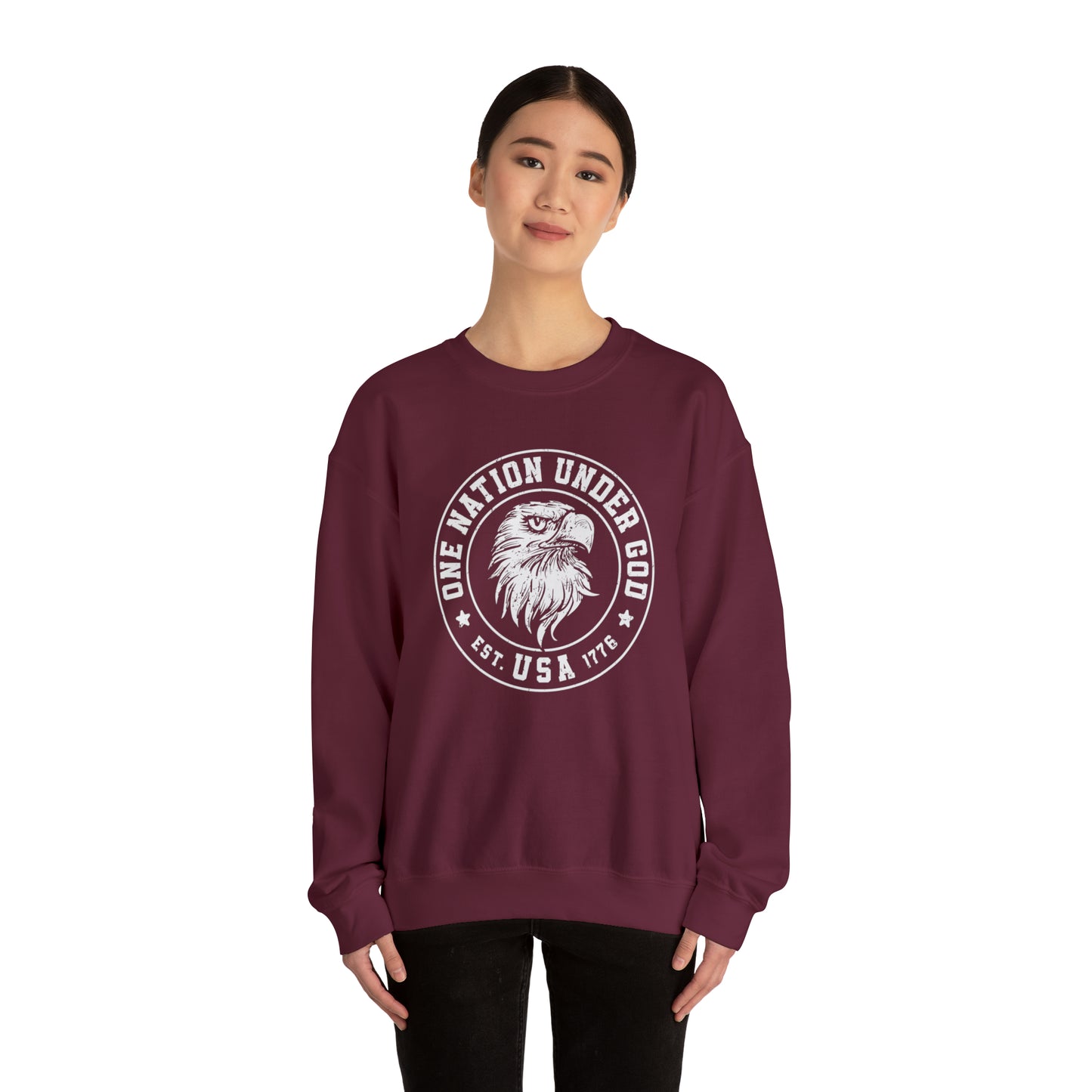 USA Sweatshirt One Nation Under God Unisex Heavy Blend™ Crewneck Sweatshirt