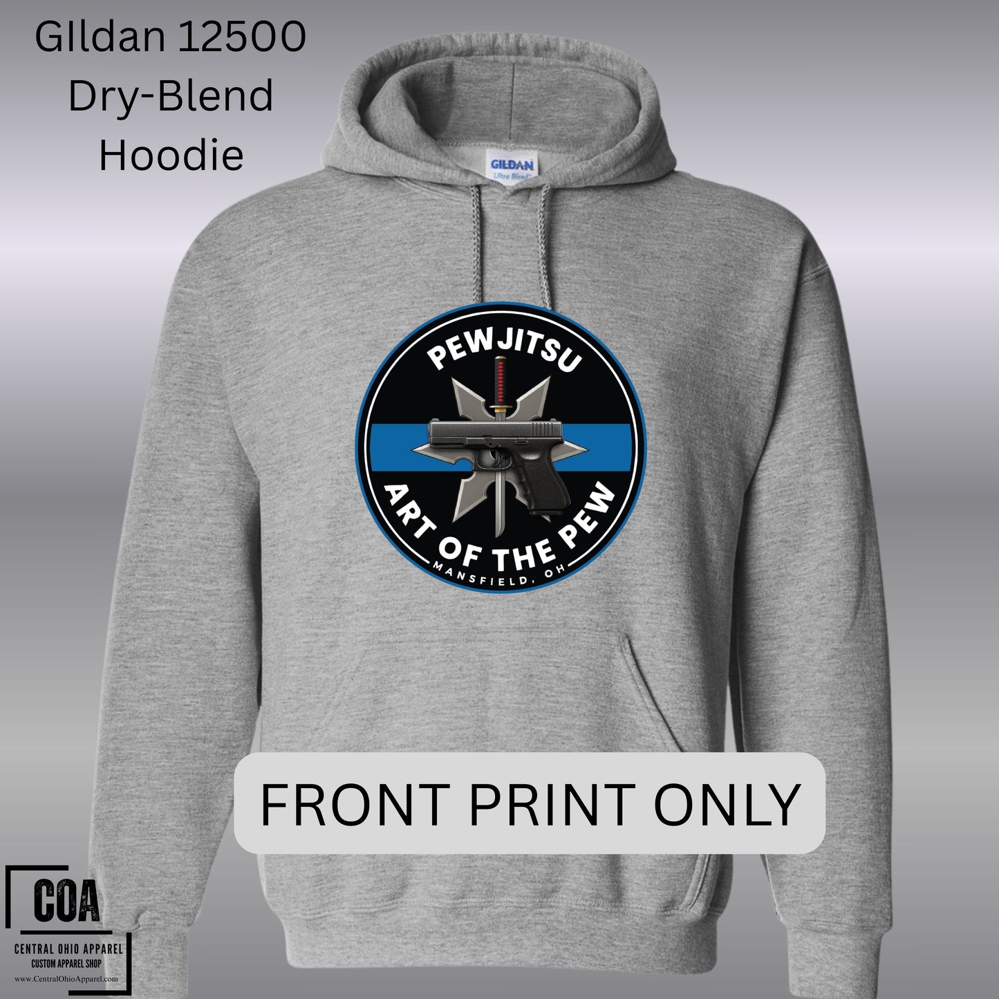 PEWJITSU Custom Dri-Blend Hoodie Gildan 12500