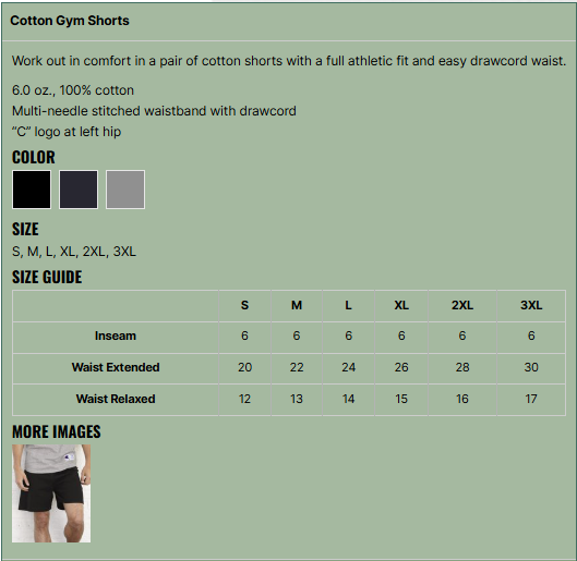 Faith and Fitness Champion Brand Gym Shorts with drawstring