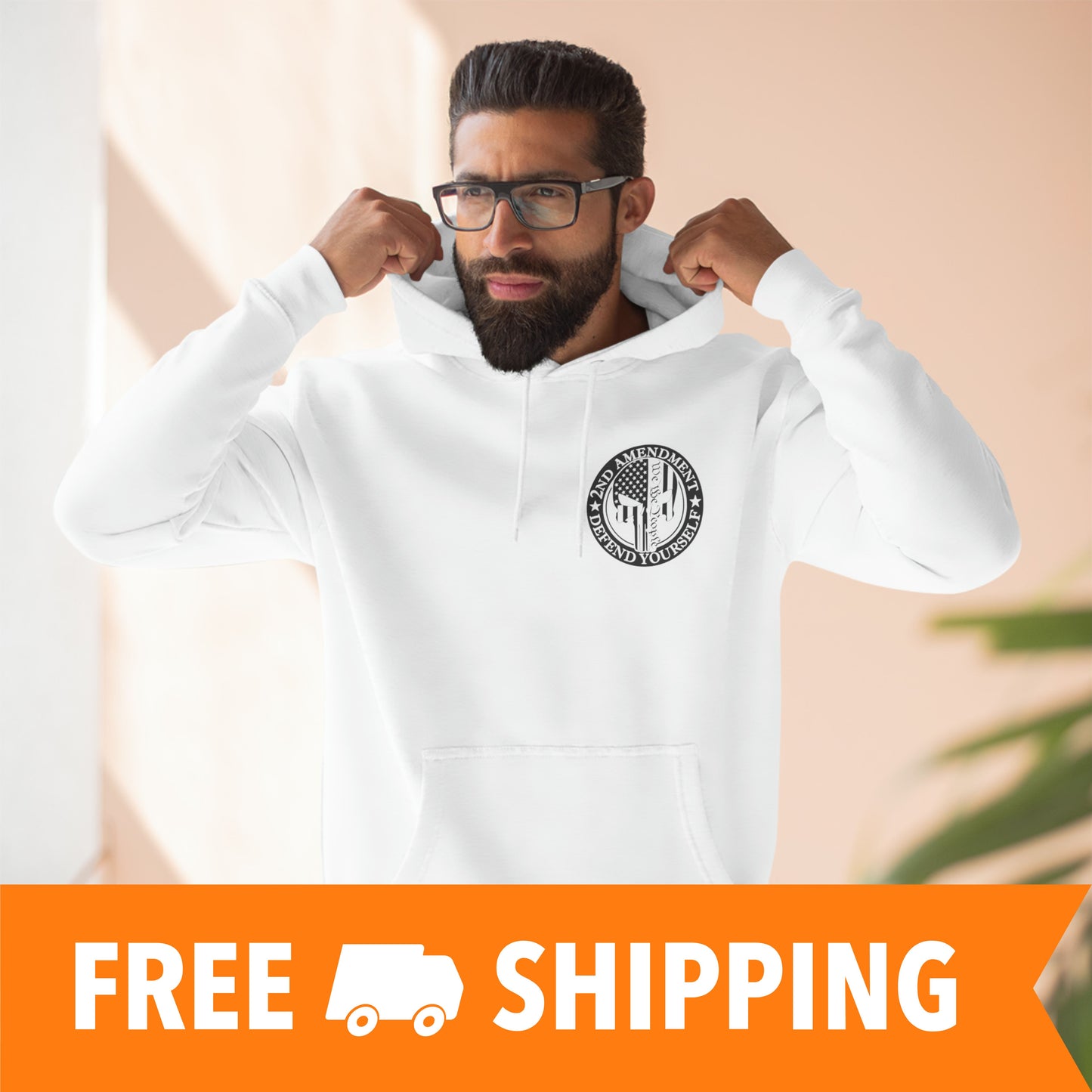 Punisher USA 2nd Amendment, Defend Yourself, We The People Fleece Hoodie