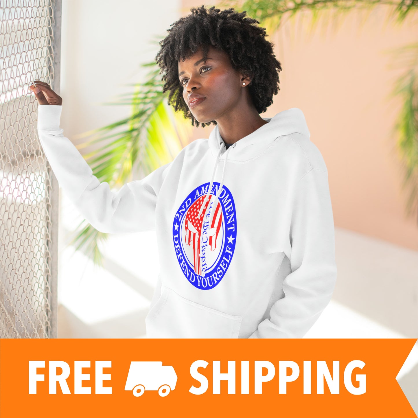 Punisher USA 2nd Amendment, Defend Yourself, We The People Fleece Hoodie