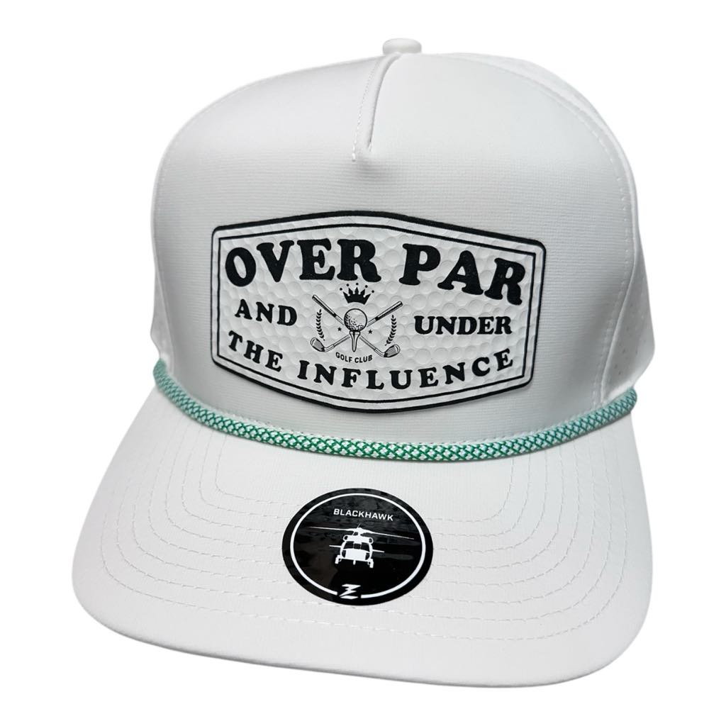 Over Par and Under the Influence Performance Golf hat with Rope