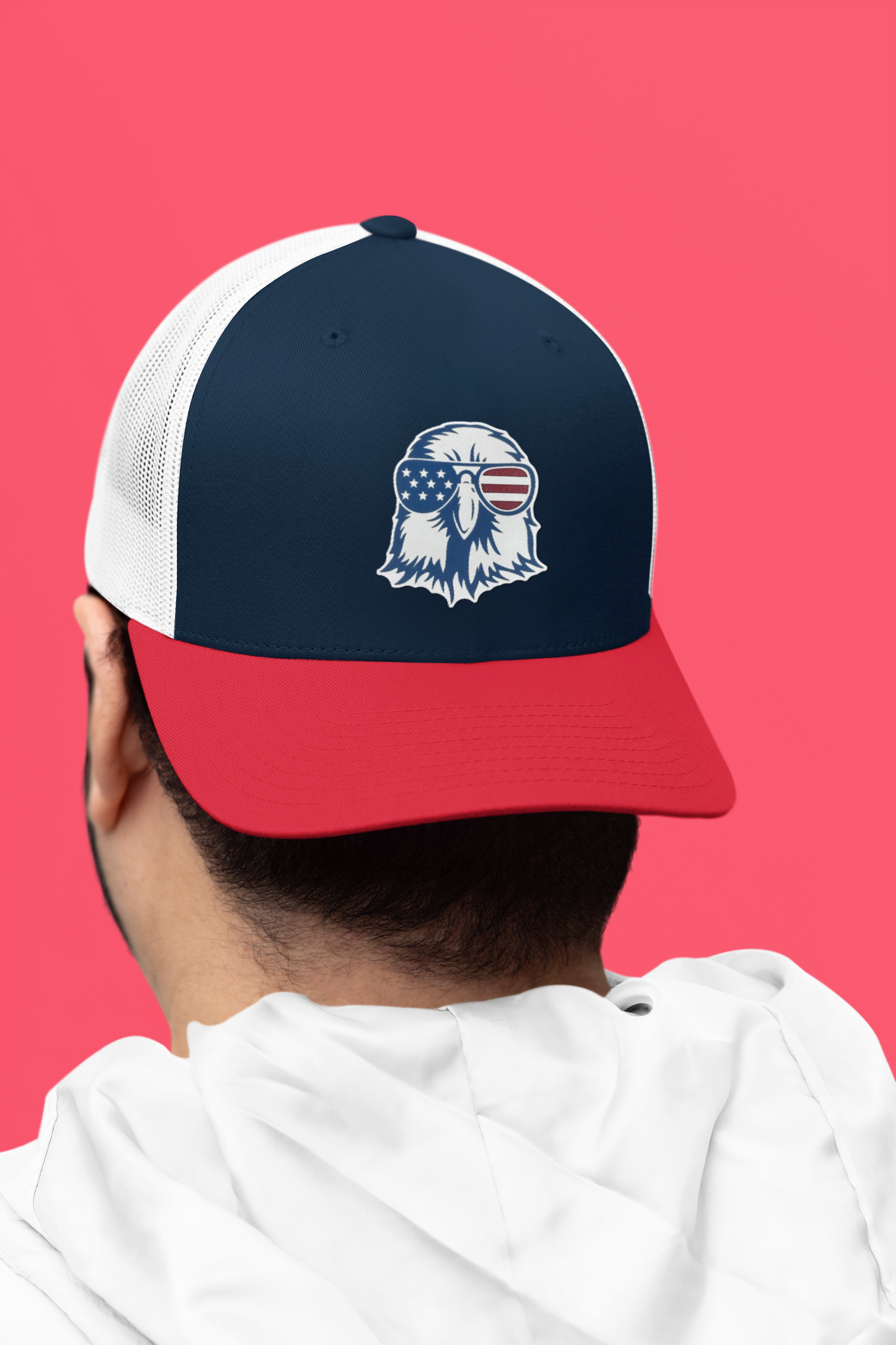 USA American Eagle Flag Hat with Acrylic Red, White and Blue Patch