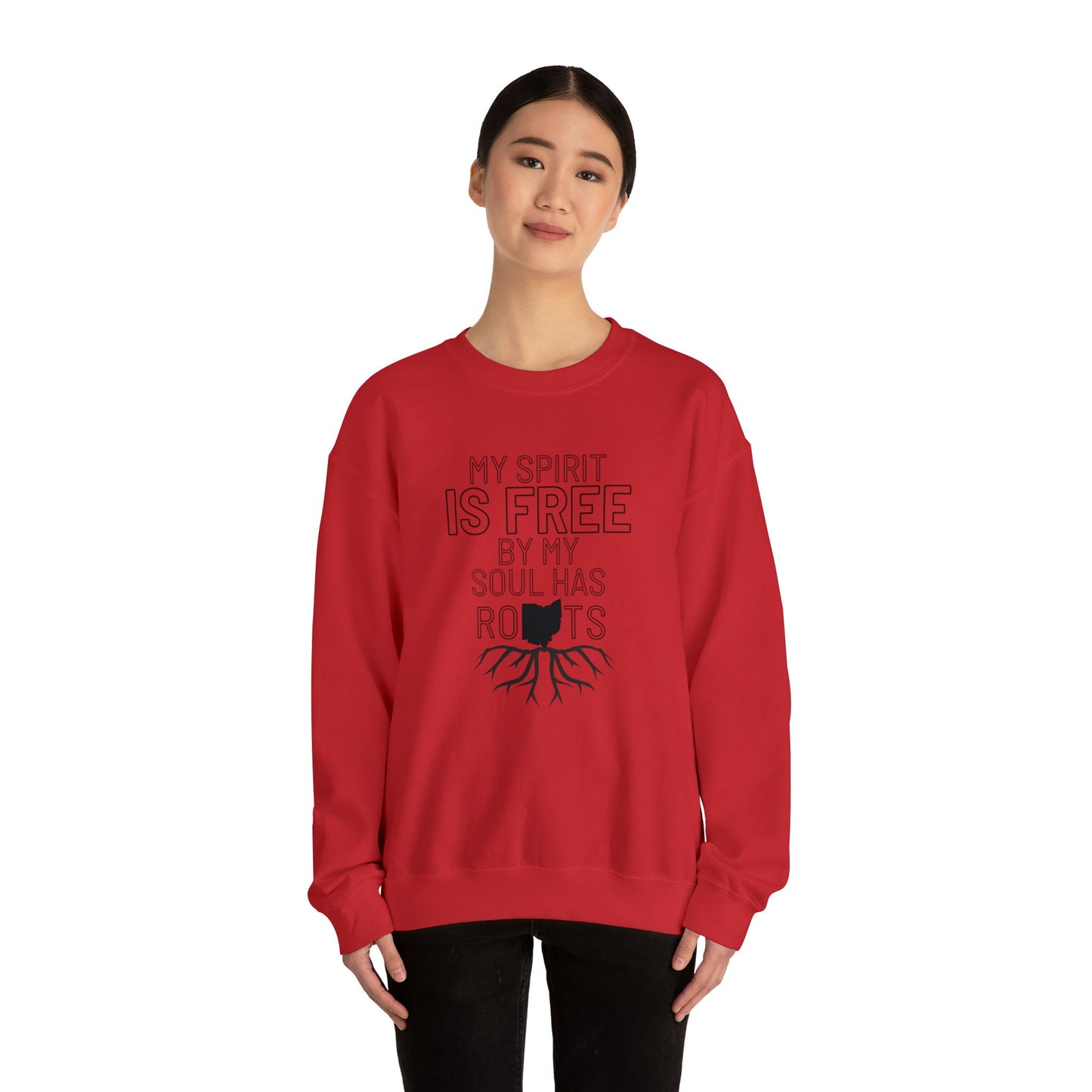 My Spirit Is Free But My Soul Has Roots Ohio Women's Crewneck Sweatshirt, Ohio Apparel, Buckeyes sweatshirt, OSU, OHIO STATE Sweatshirt