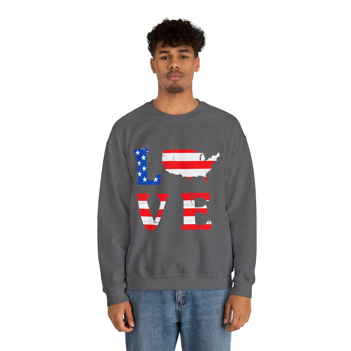 LOVE America Sweatshirt Unisex Heavy Blend™ Crewneck Sweatshirt