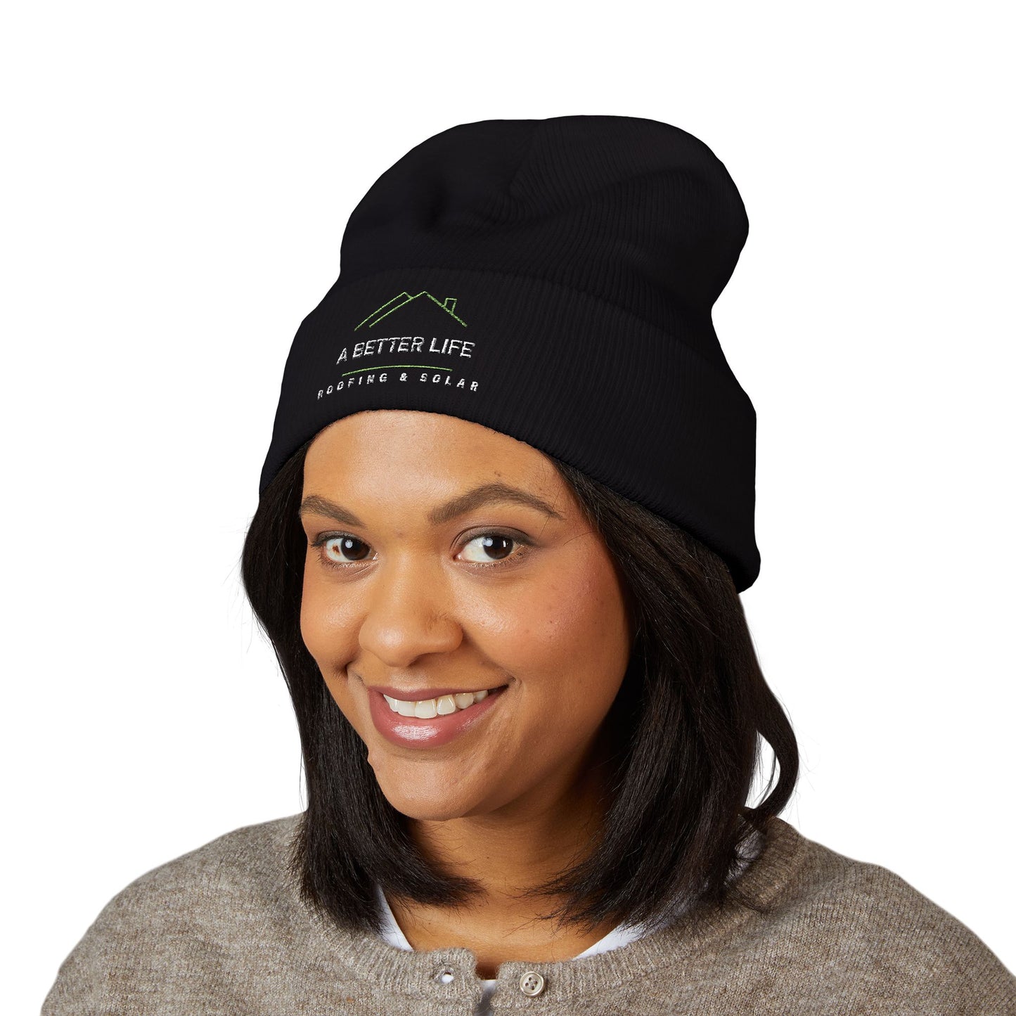 A Better Life Roofing & Solar Embroidered Classic Cuffed Beanie - Cozy Winter Hat, Perfect Gift, Casual Style, Outdoor Essential, Personalized Fashion