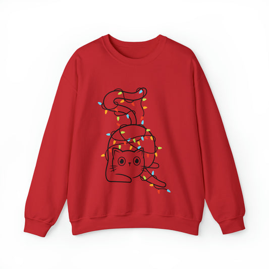 Falling Cat Messy Merry Christmas Crewneck Sweatshirt