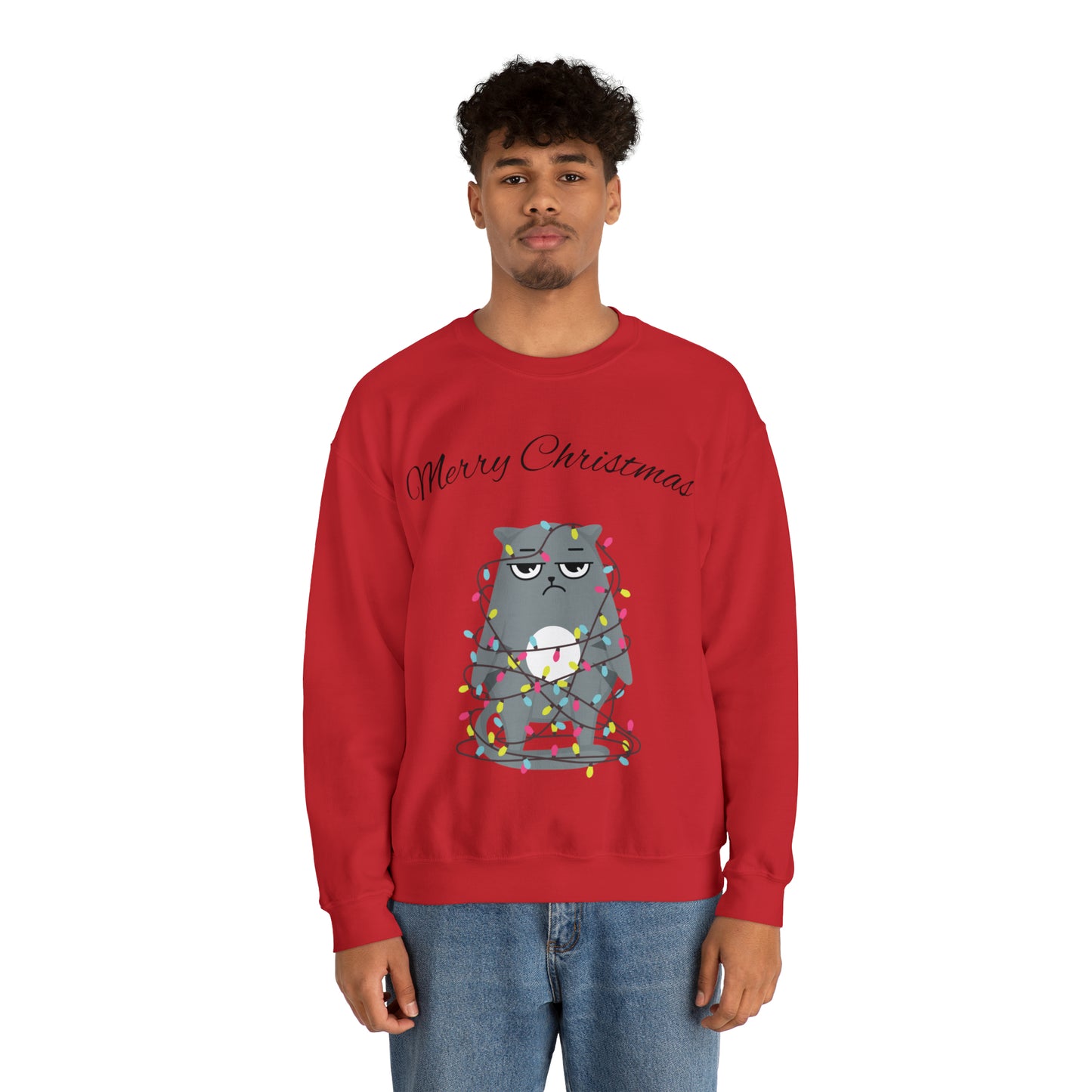 Messy Cat Merry Christmas Crewneck Sweatshirt