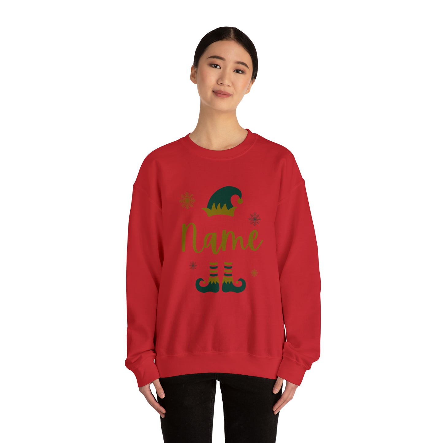 Personalized Name Elf Merry Christmas Crewneck Sweatshirt