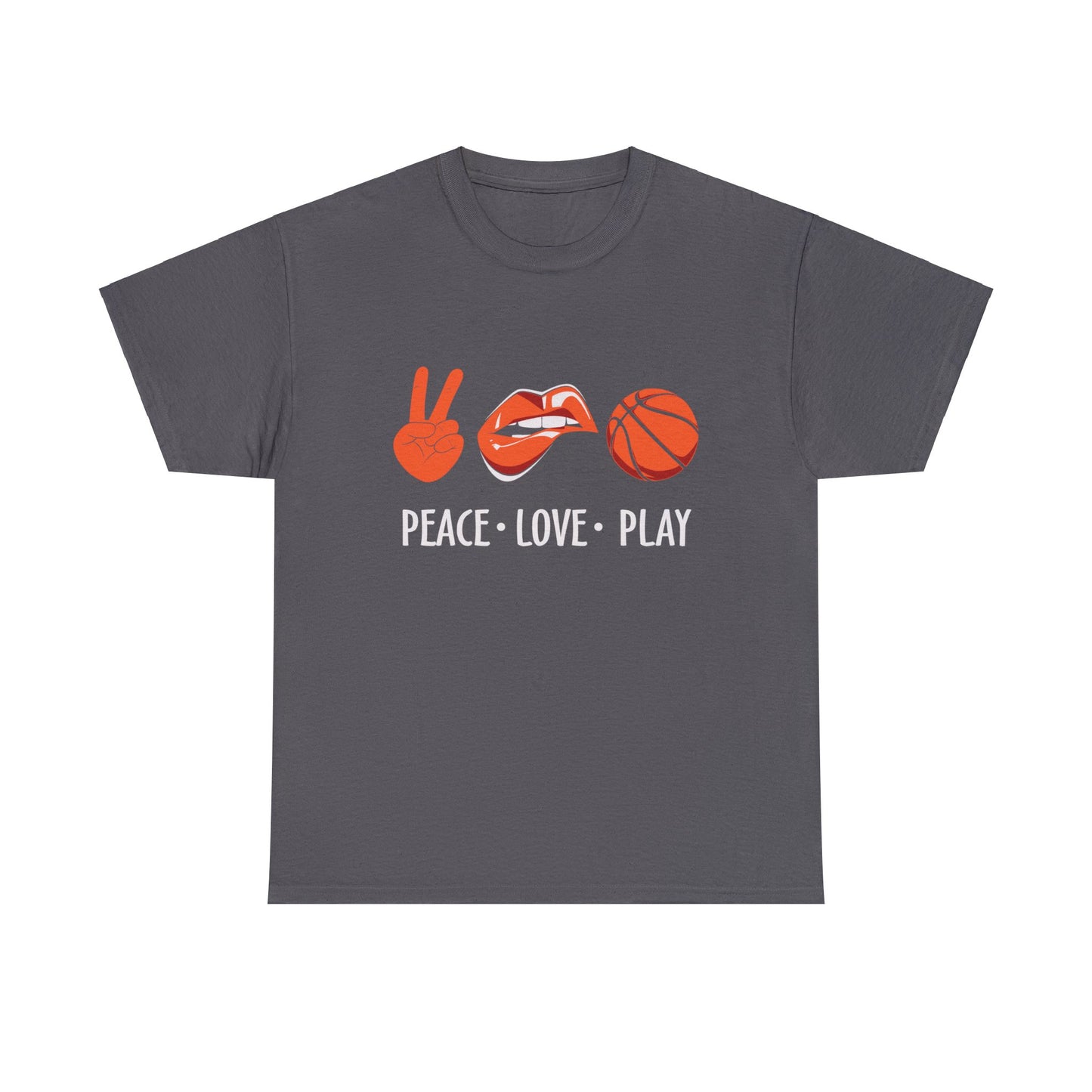 Peach, Love, Basketball Unisex Heavy Cotton Tee