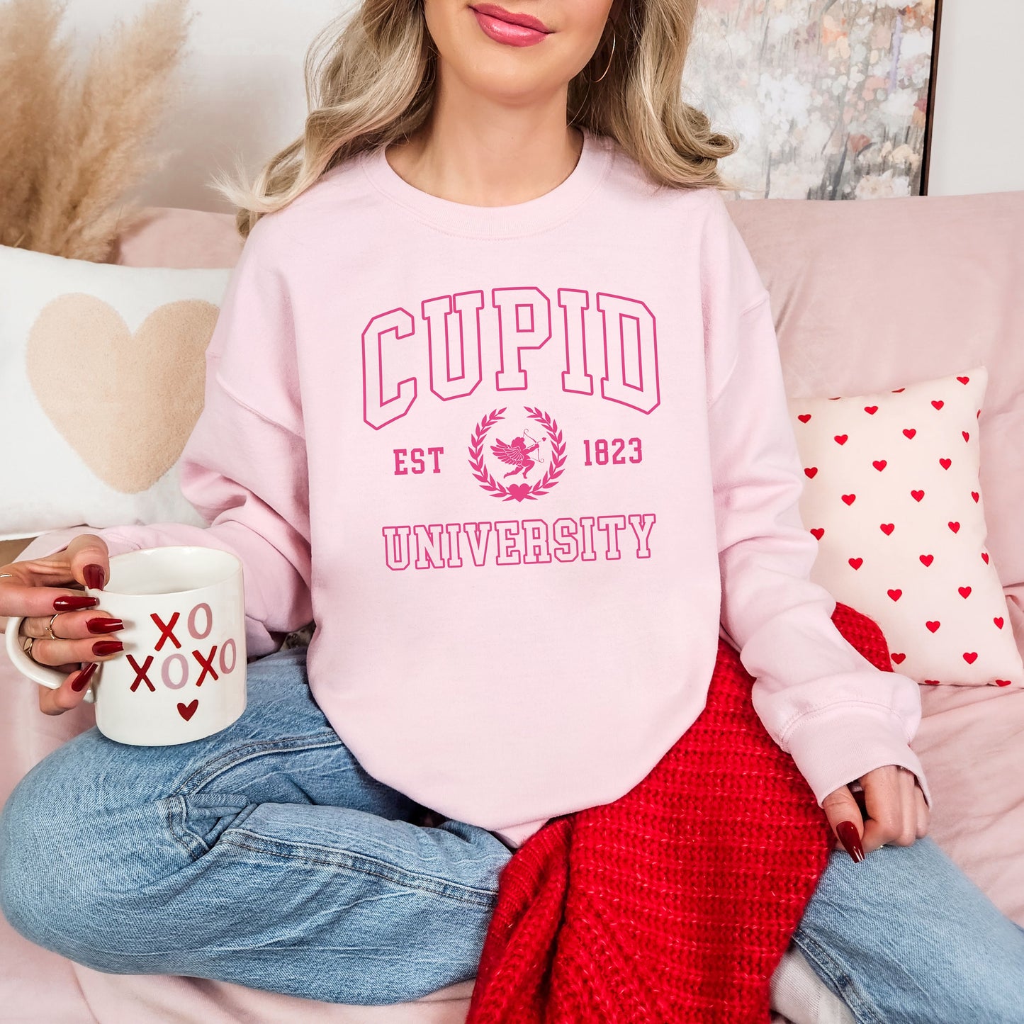 Cupid Universitey Valentines Day Sweatshirt, Valentine Shirts for women and girls, Valentines Day Gifts for Mom