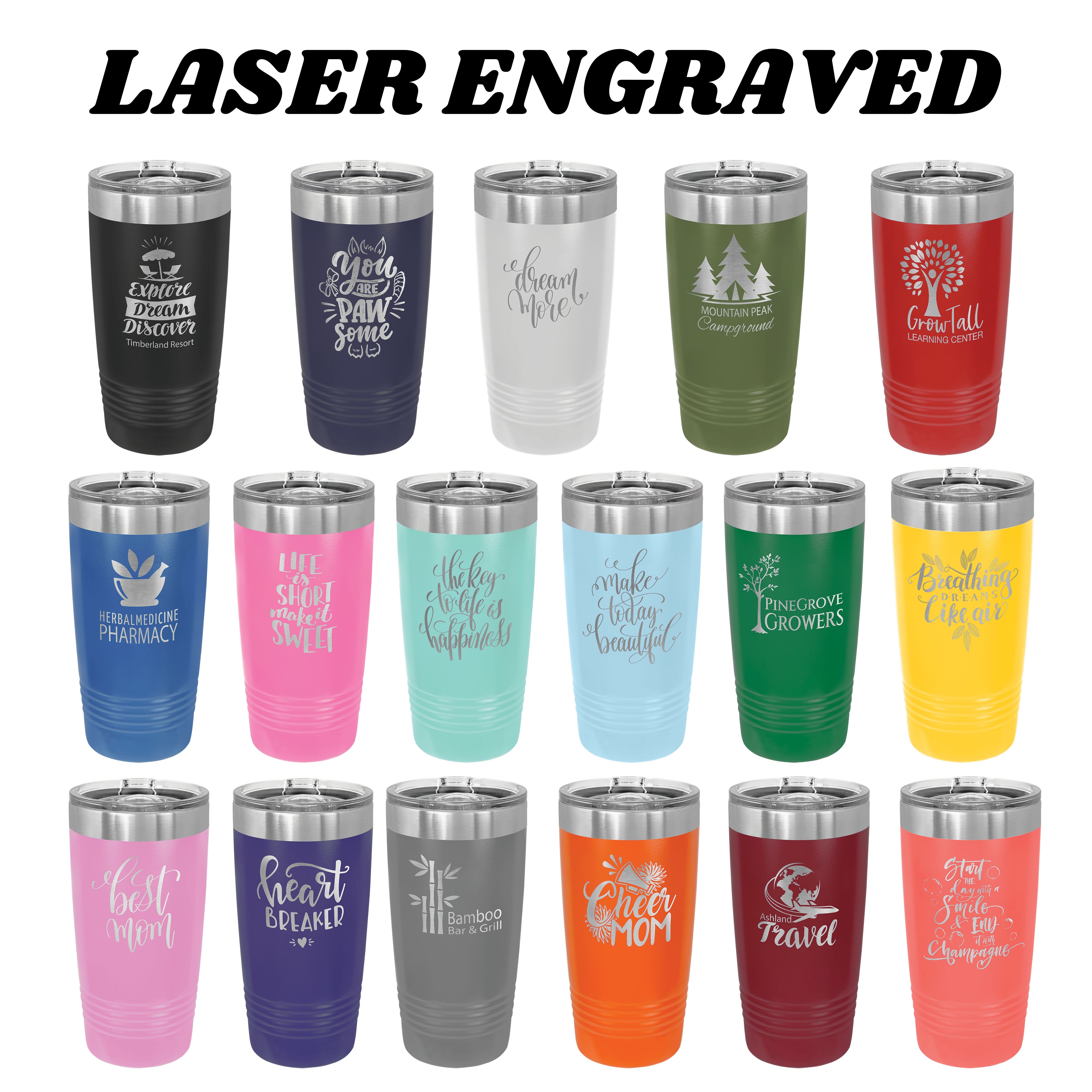 Personalized 20oz Tumbler, ADD YOUR LOGO, Powder Coated, Laser Corpora ...