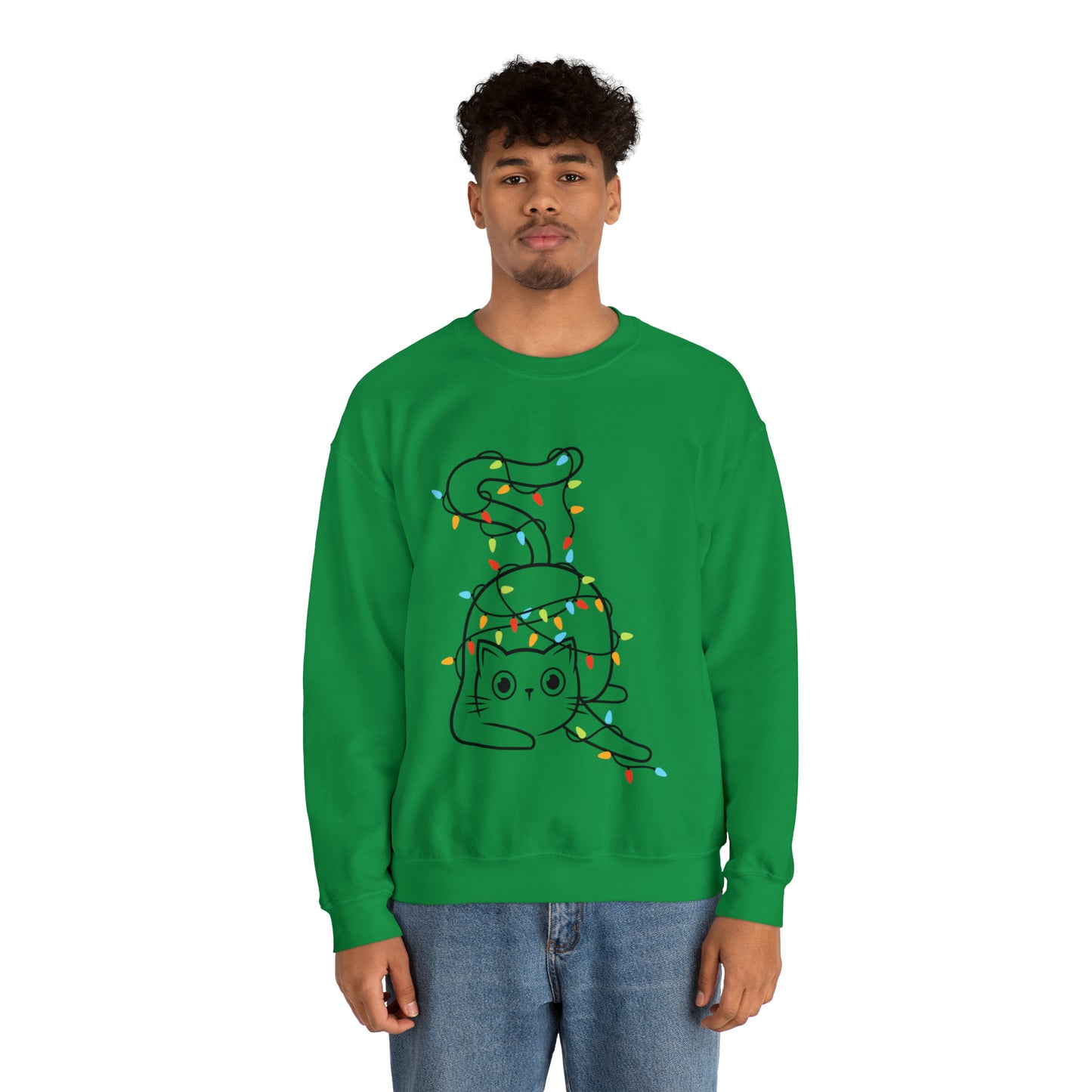 Falling Cat Messy Merry Christmas Crewneck Sweatshirt